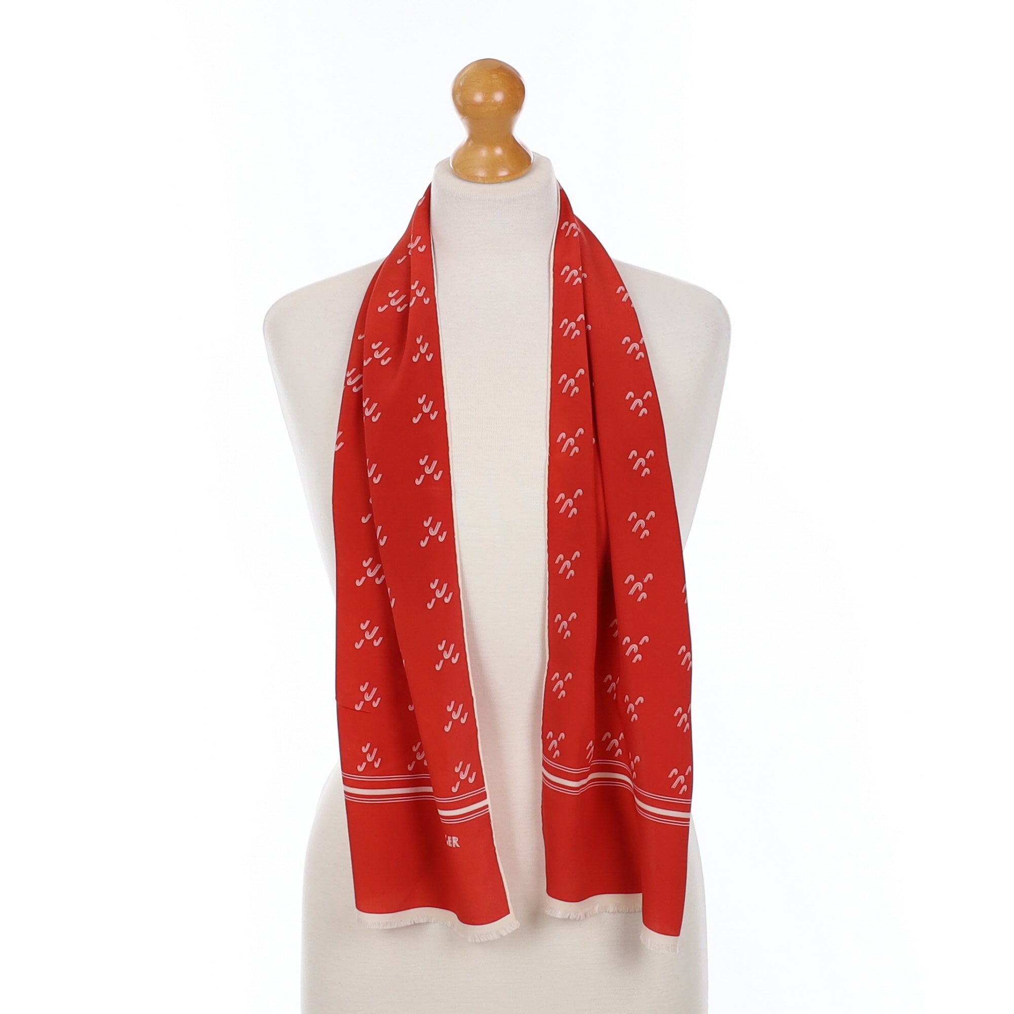 Jaeger Long Red Vintage Silk Scarf