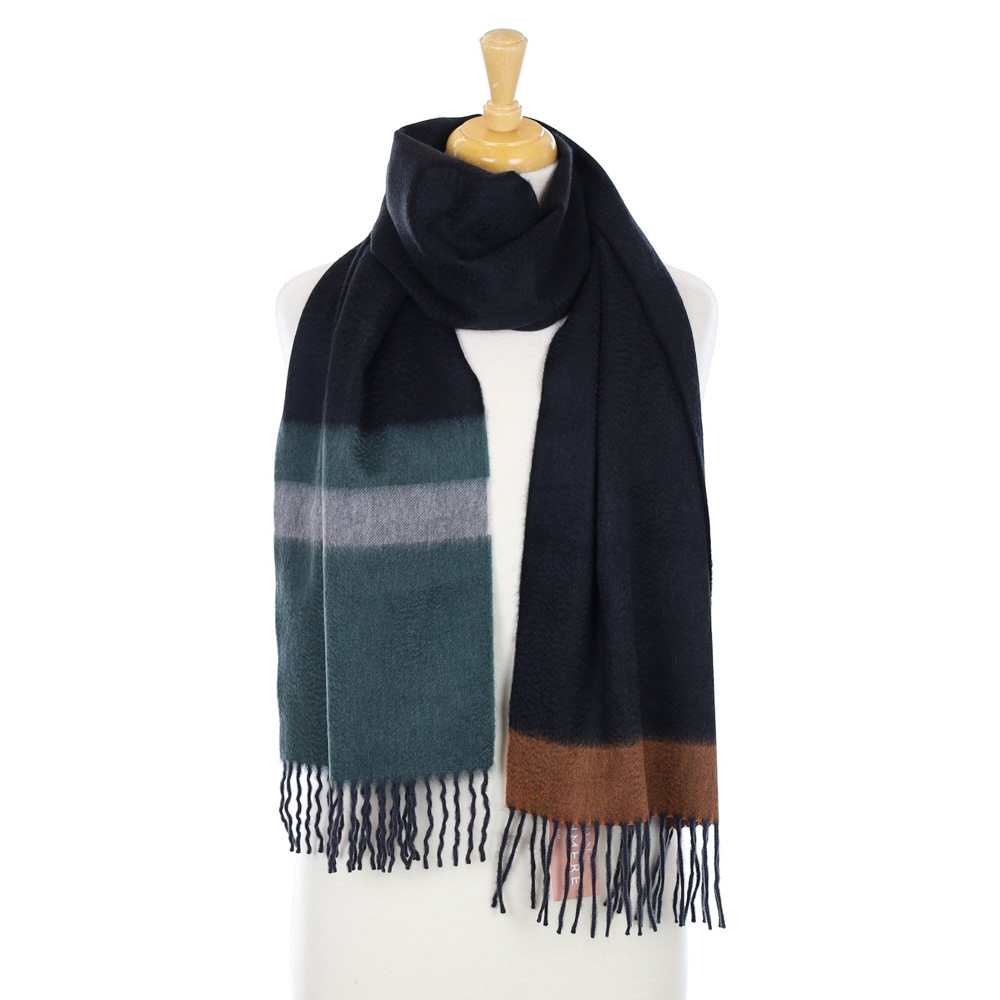 Begg & Co Black Rust and Green Cashmere Scarf