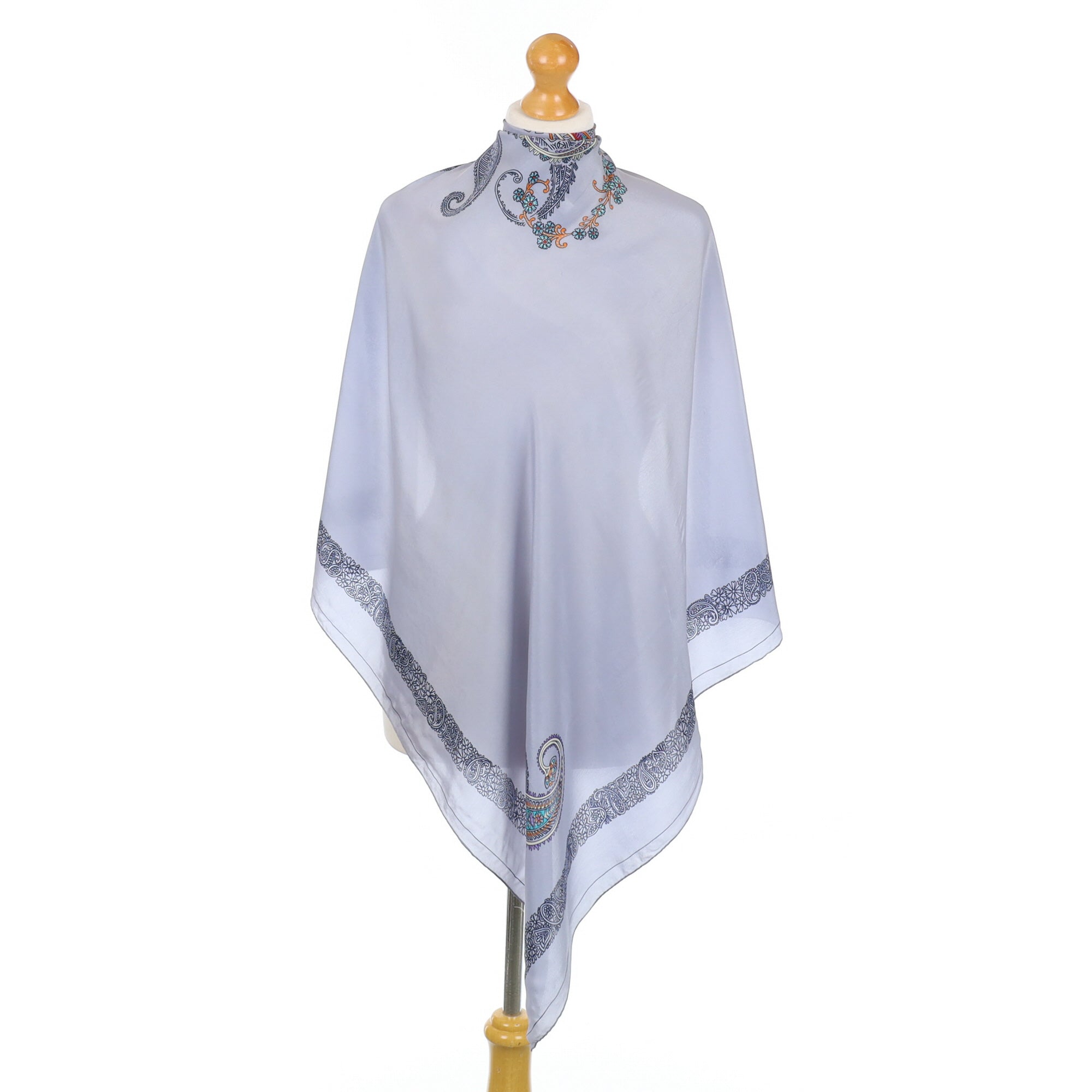 Muted Blue Grey Vintage Silk Scarf