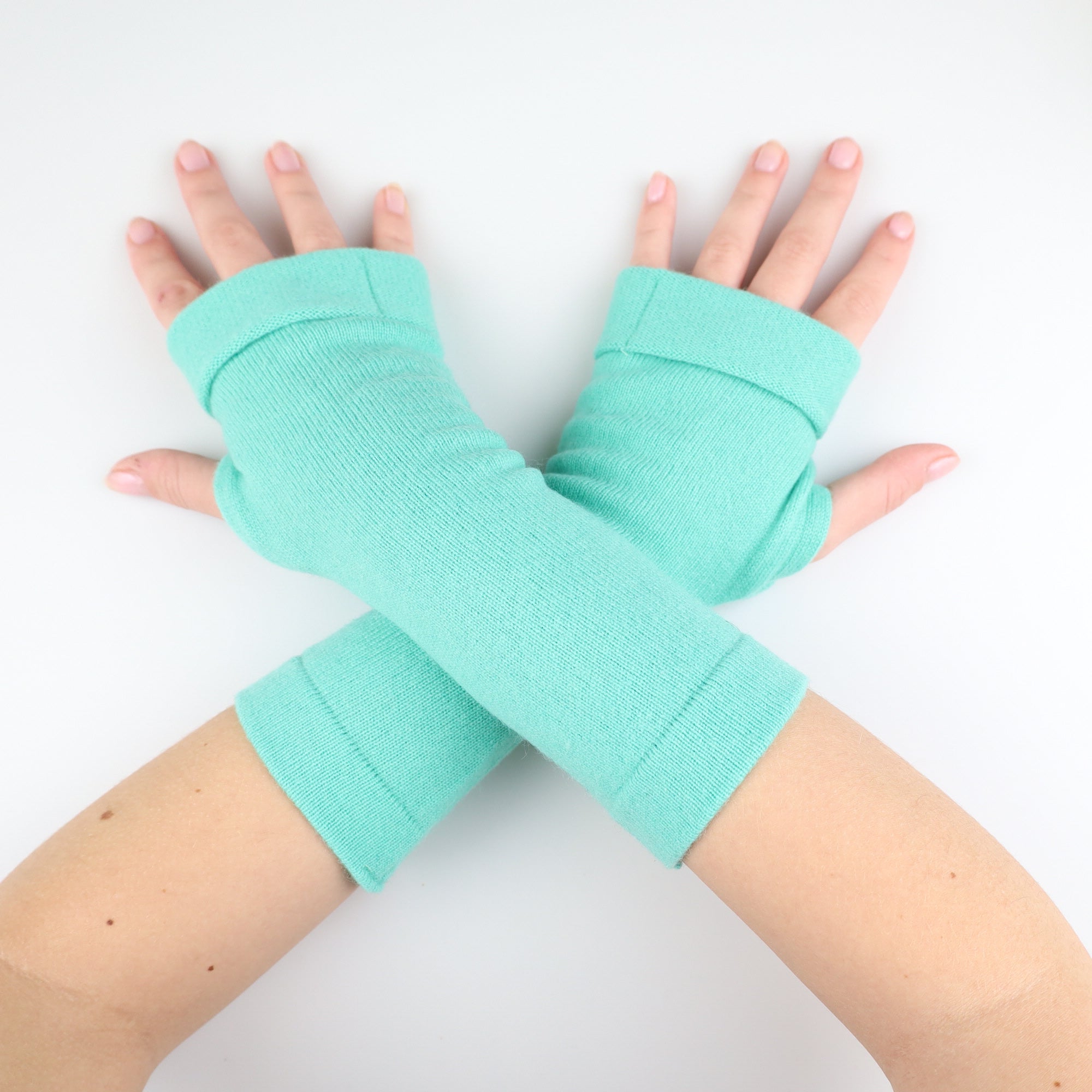 Deep Mint Green Fingerless Gloves