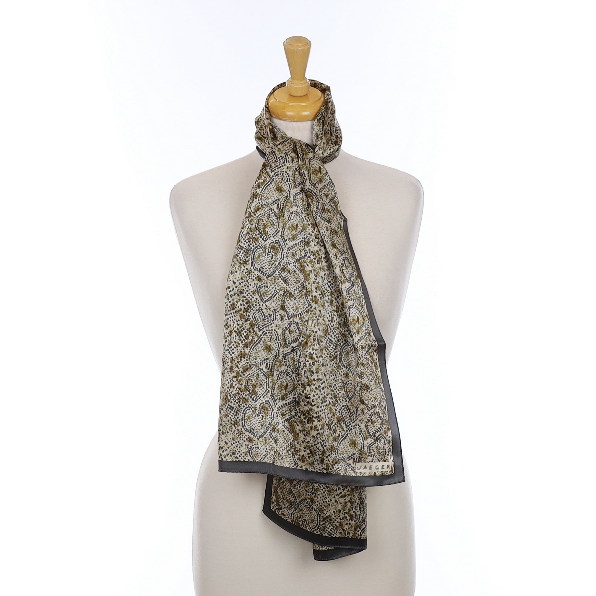 Unworn Jaeger Snakeskin Pattern Long Silk Scarf