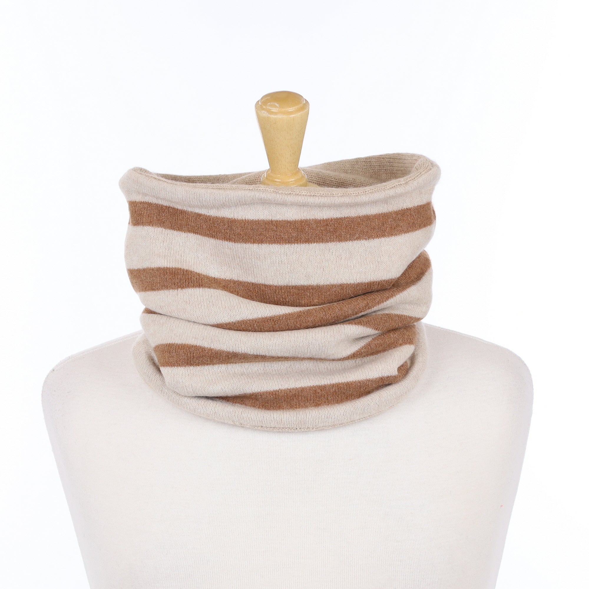 Oatmeal Toffee Stripe Luxury Double Layered Snood