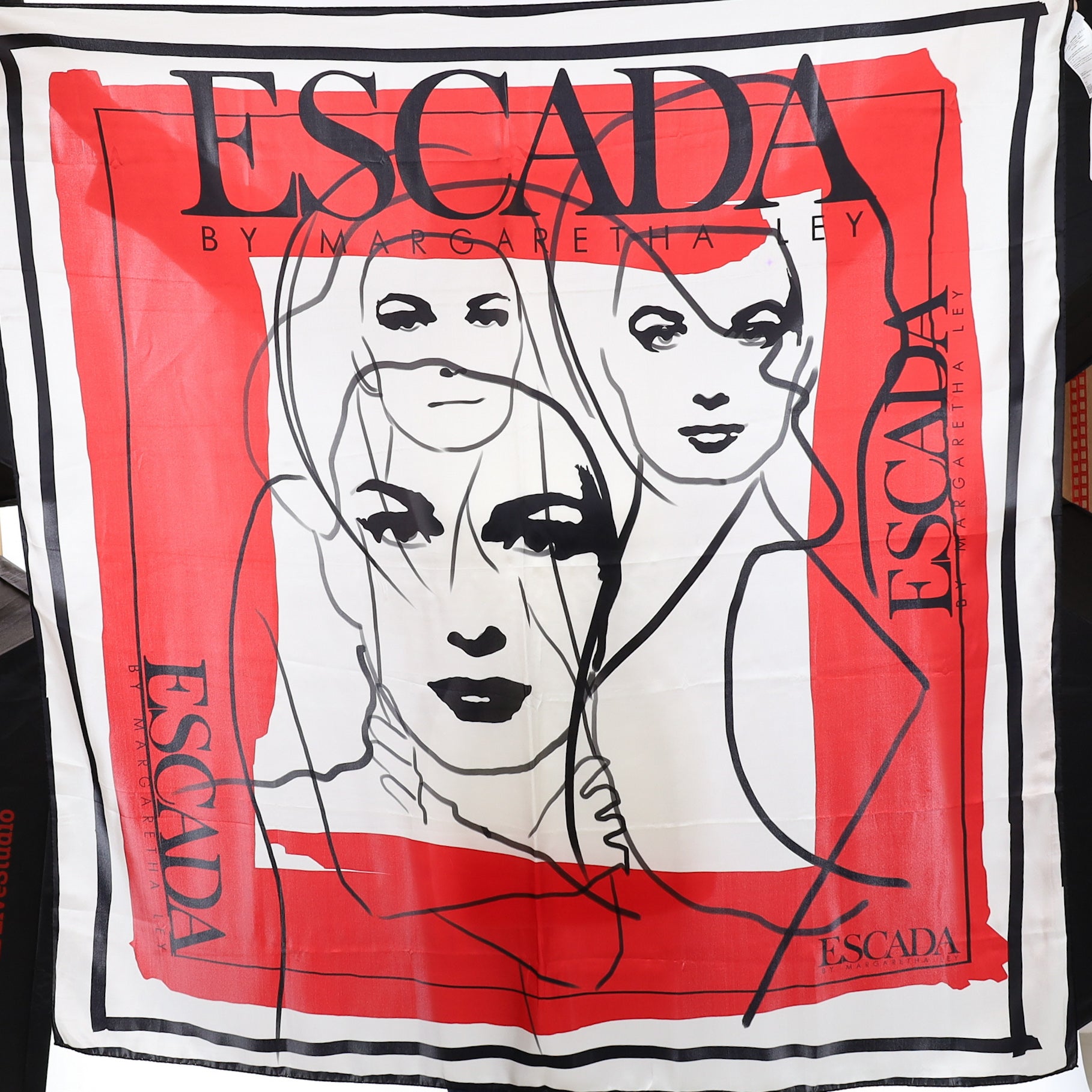 Brand New Escada Faces Silk Scarf