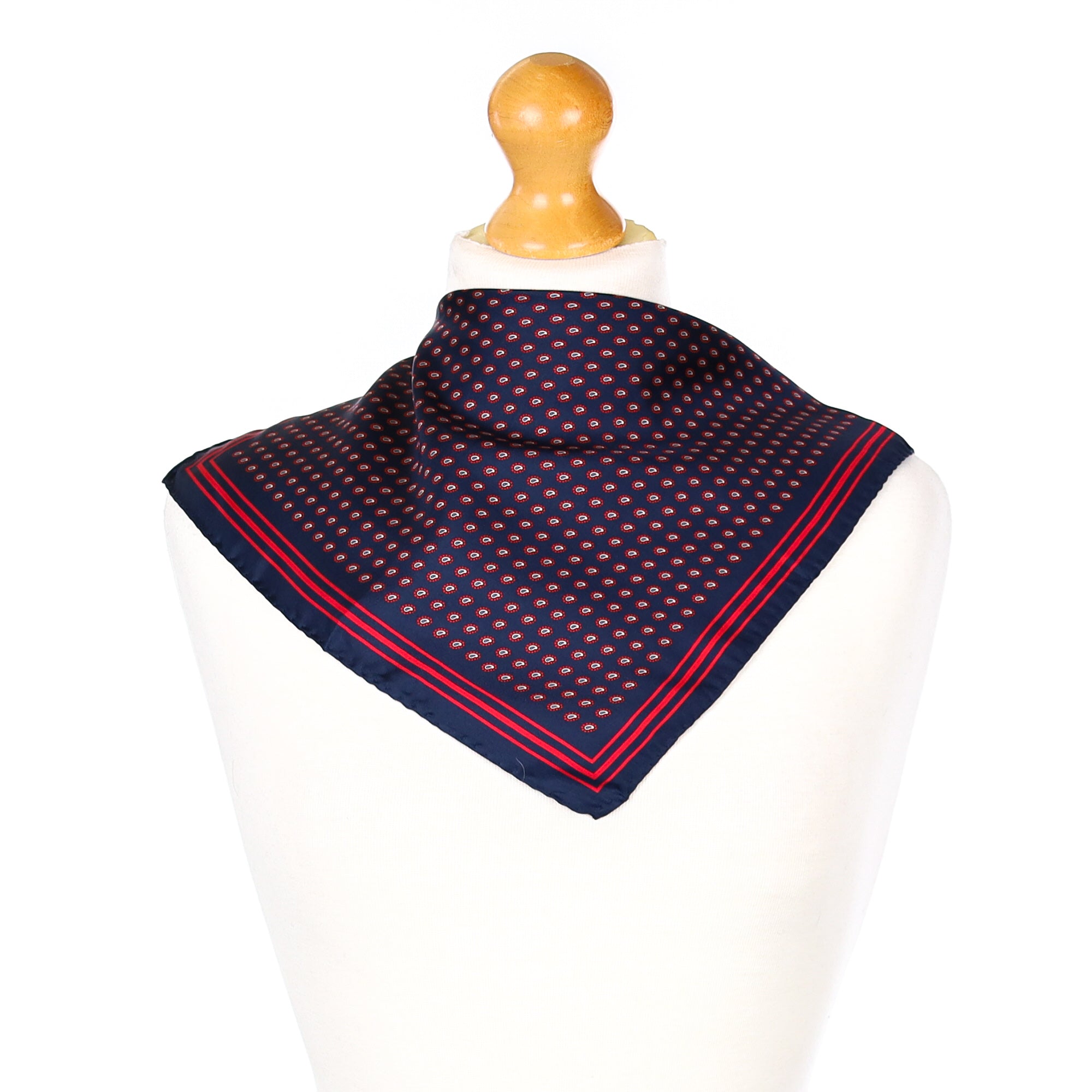 Tie Rack Navy and Red Silk Pocket Square