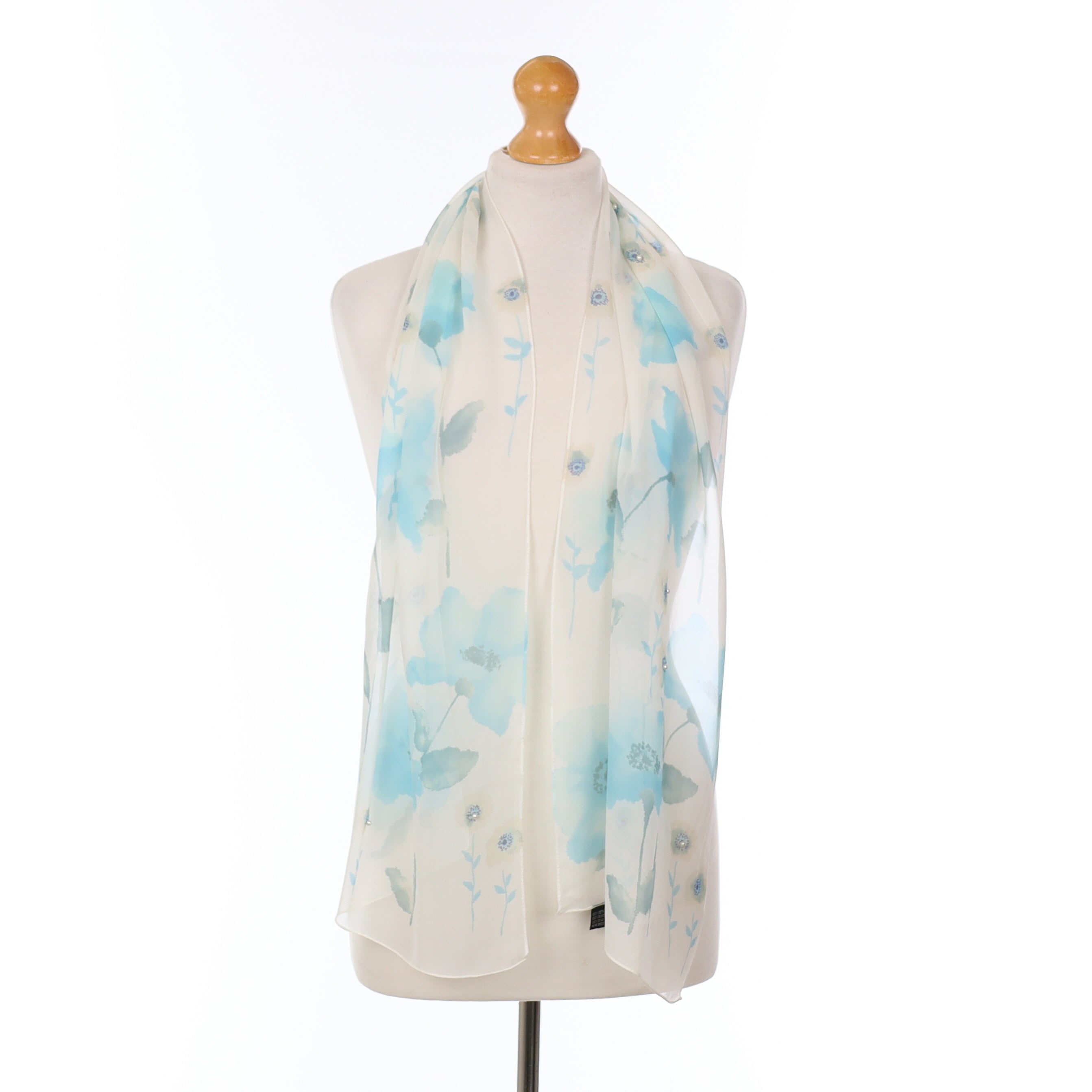 Viella Blue And White Floral Vintage Silk Scarf