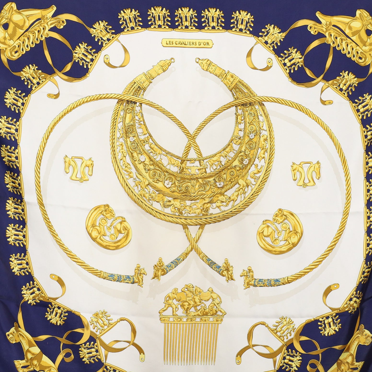Hermès Les Cavaliers D’Or Silk Scarf