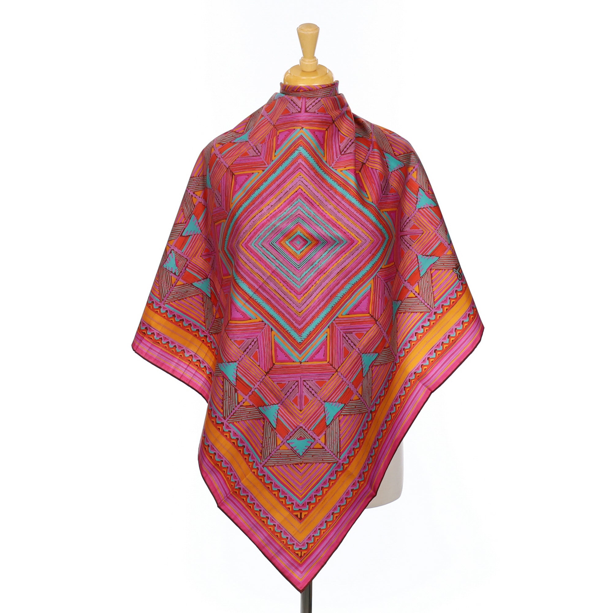 Immaculate Jim Thompson Pink and Orange Silk Scarf
