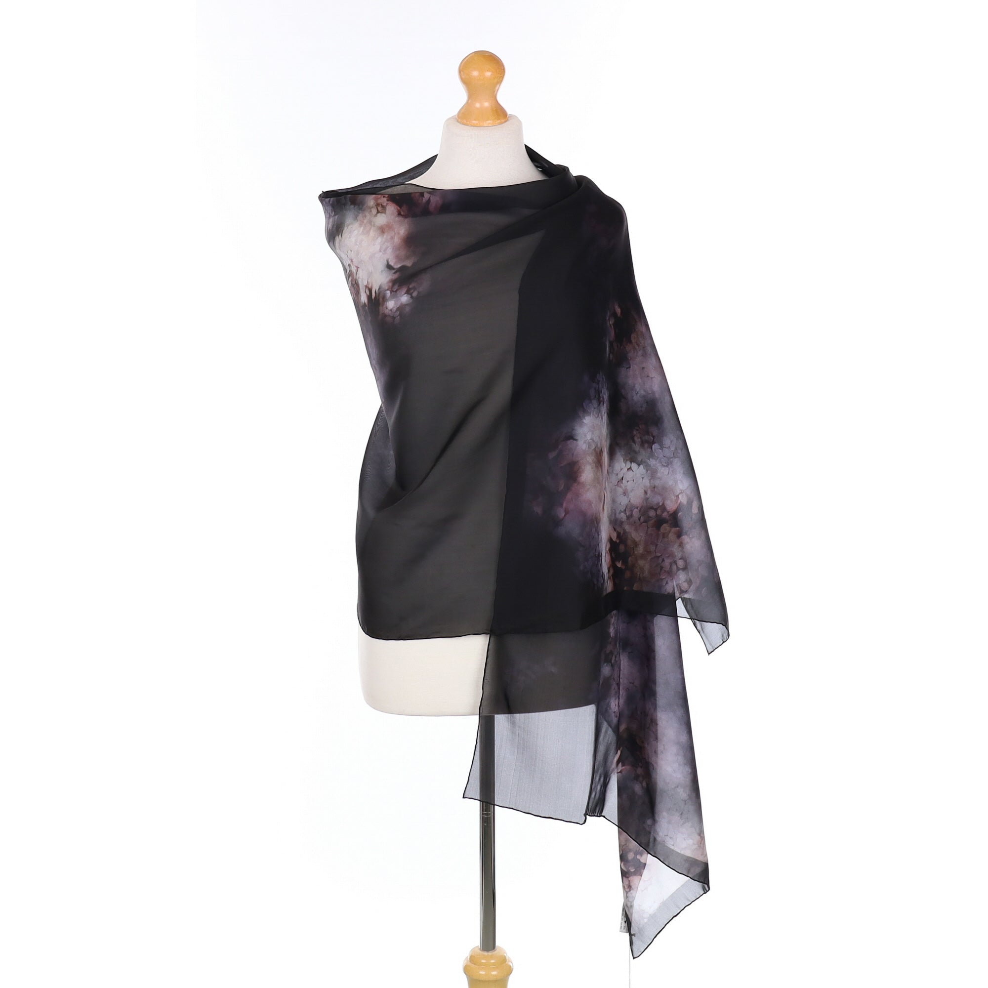 Brand New Valentino Black Floral Silk Scarf