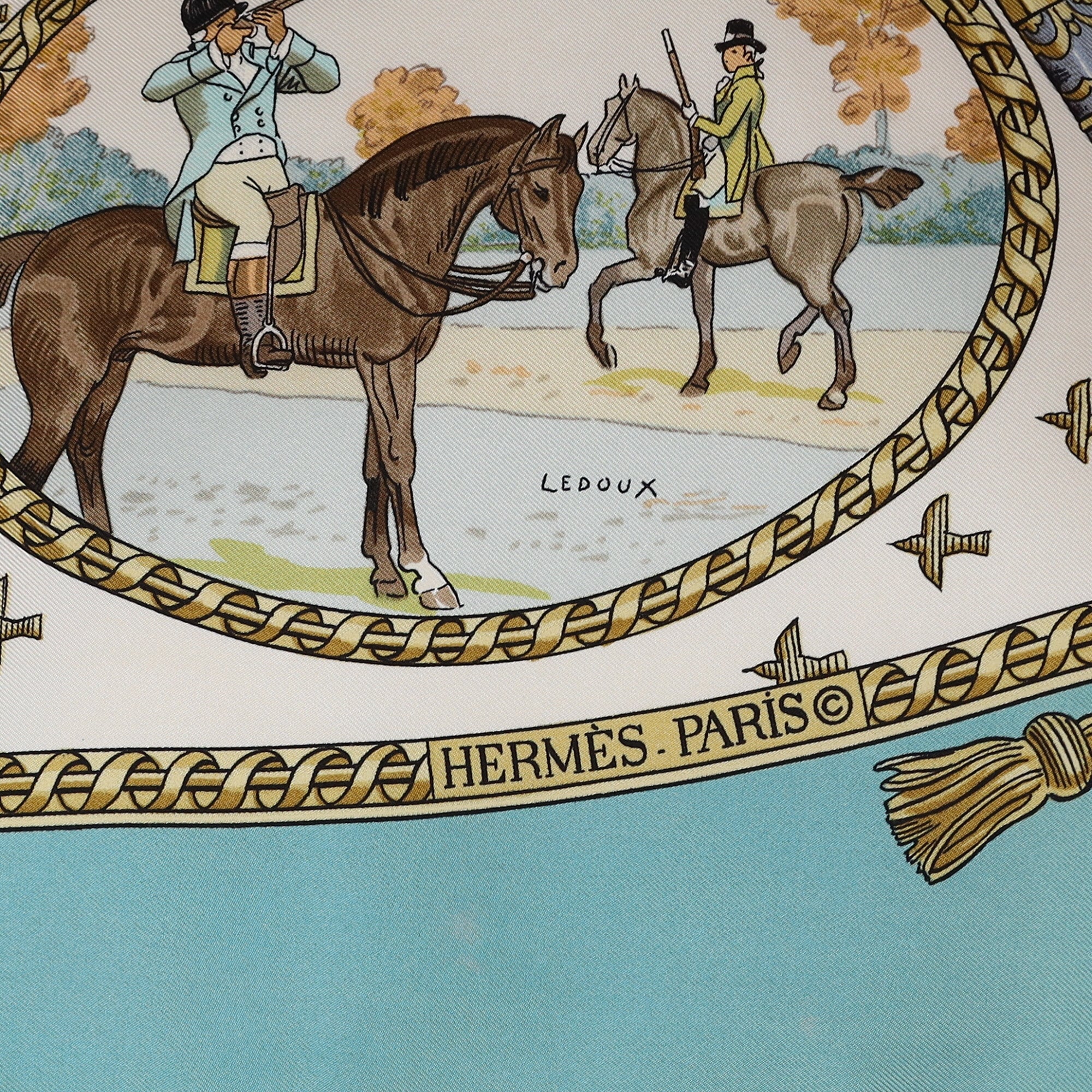 Hermès La Chasse a Tir Silk Scarf