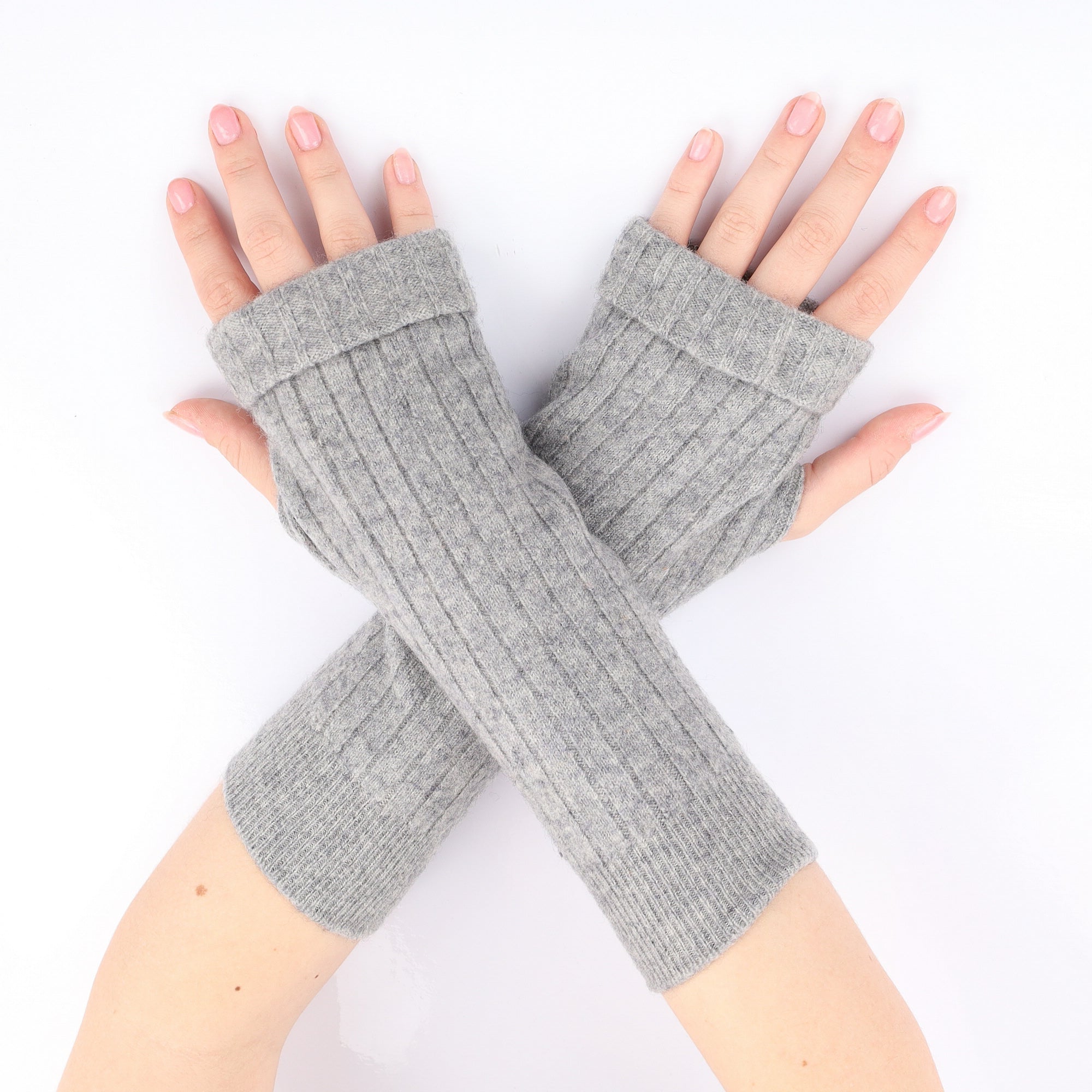 Smoke Grey Rib Fingerless Gloves