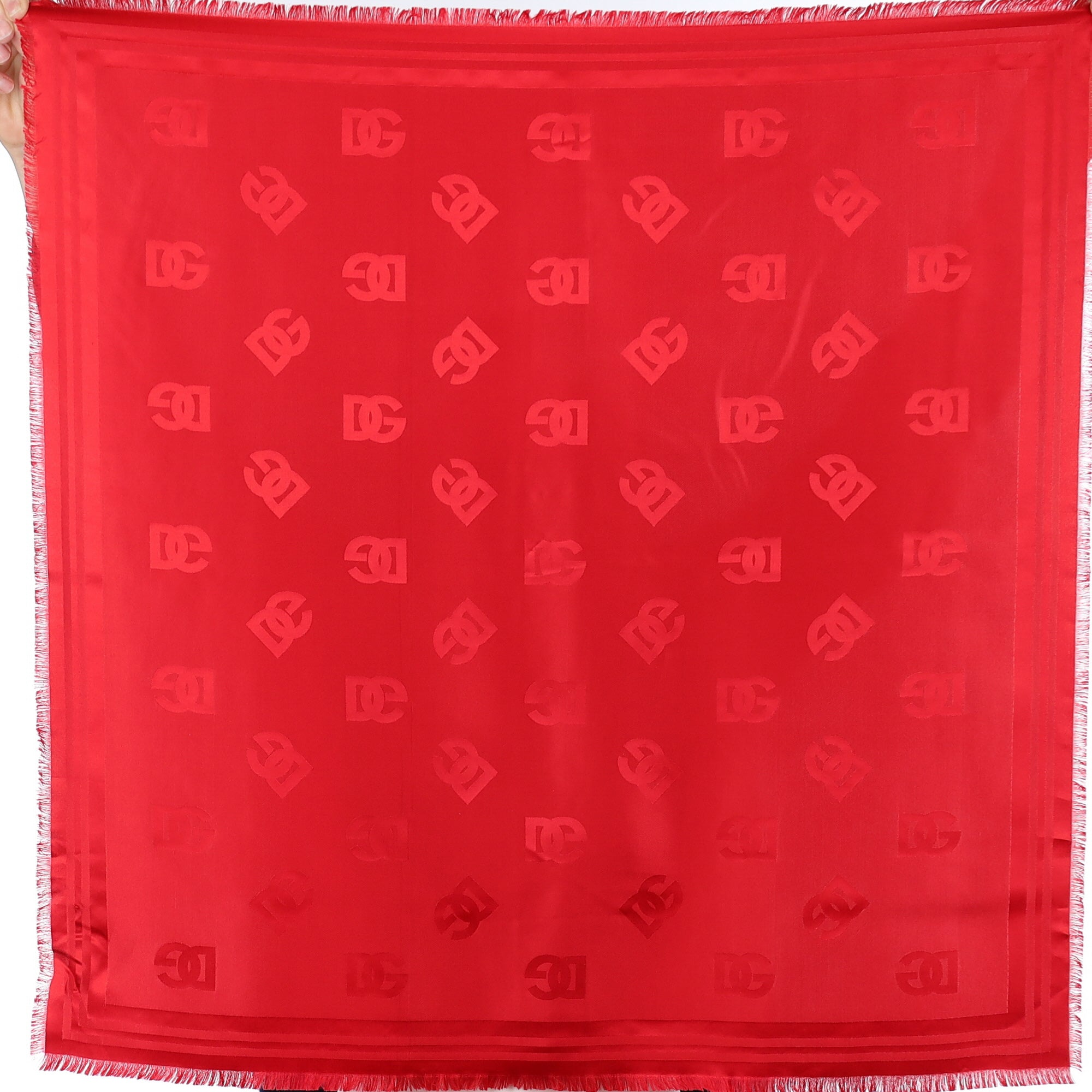 Dolce & Gabbana Red Logo Silk Scarf