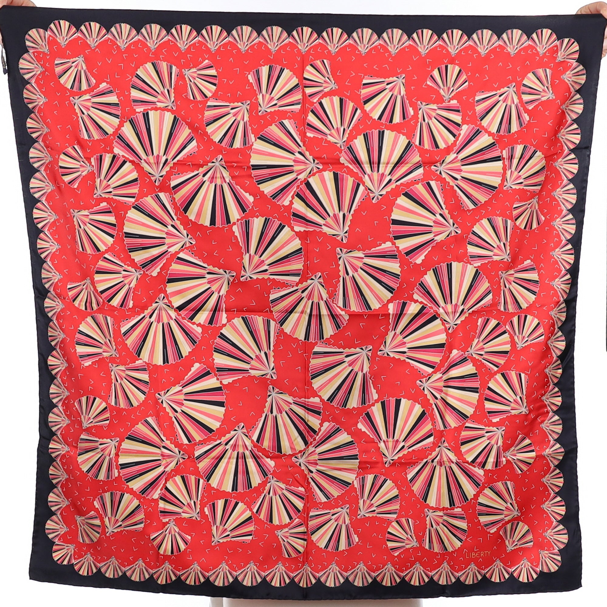 Brand New Boxed Liberty Red Fan Silk Scarf