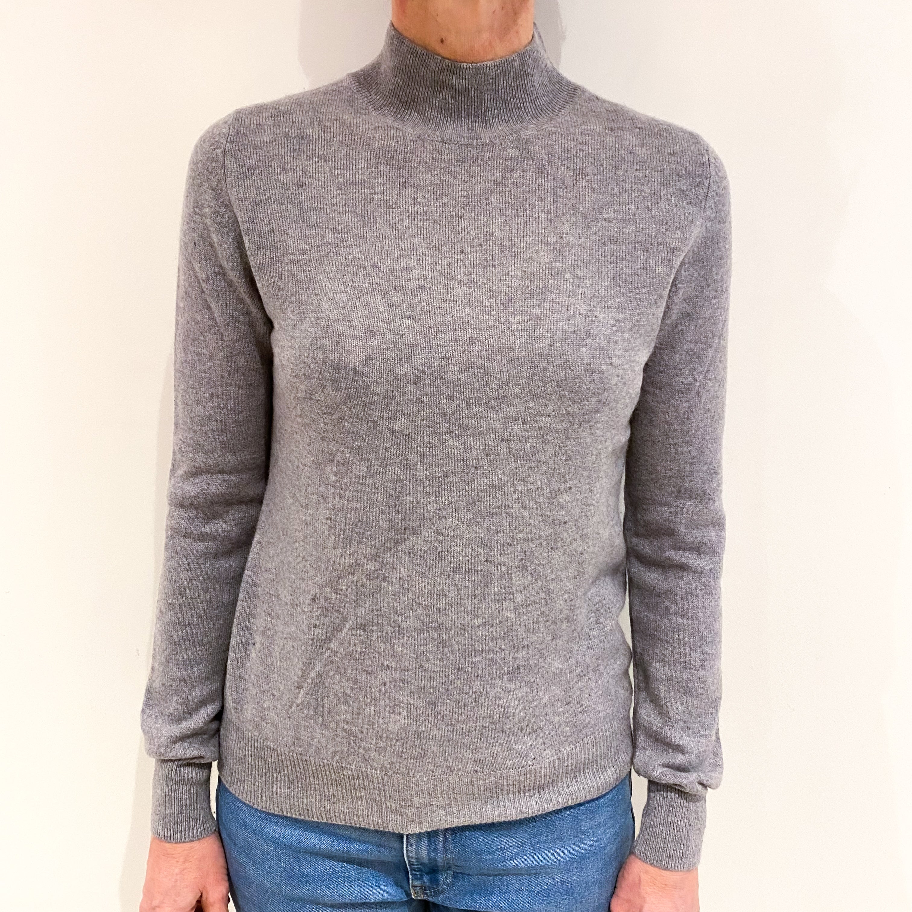 Smoke Grey Cashmere Turtle Neck Jumper Small