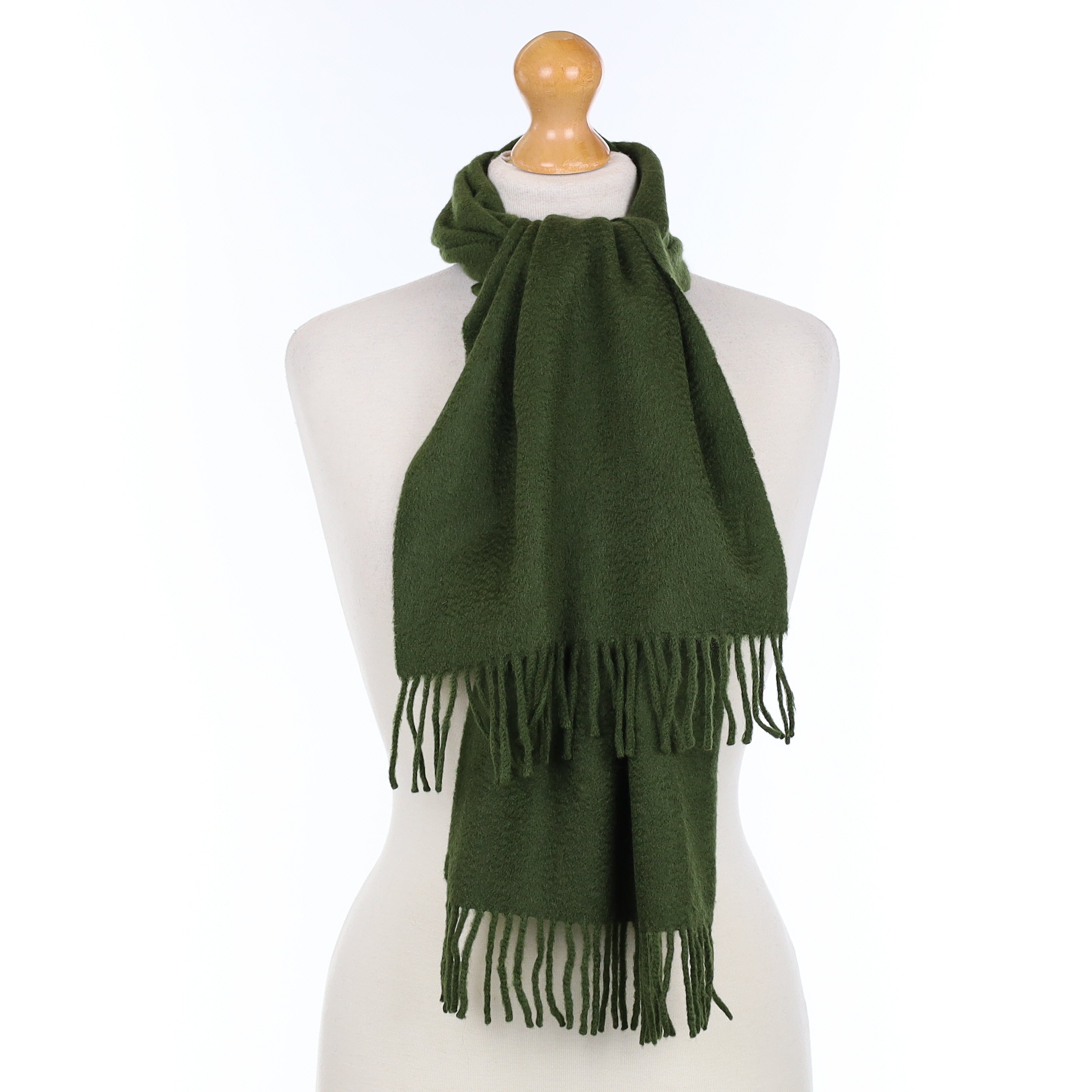 Neiman Marcus Fern Green Cashmere Woven Scarf