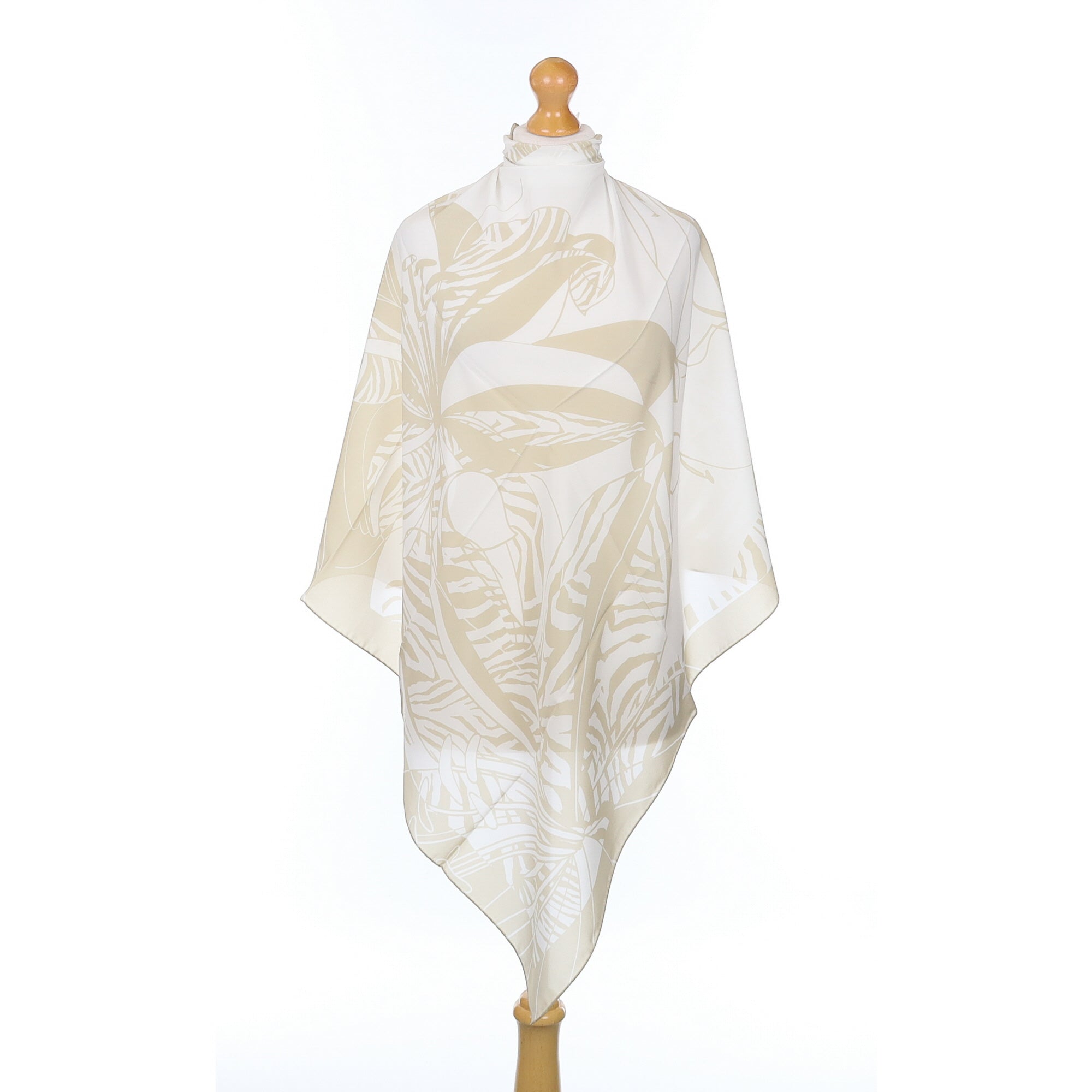 Brand New Italian Fawn Tropical Flower Silk Scarf