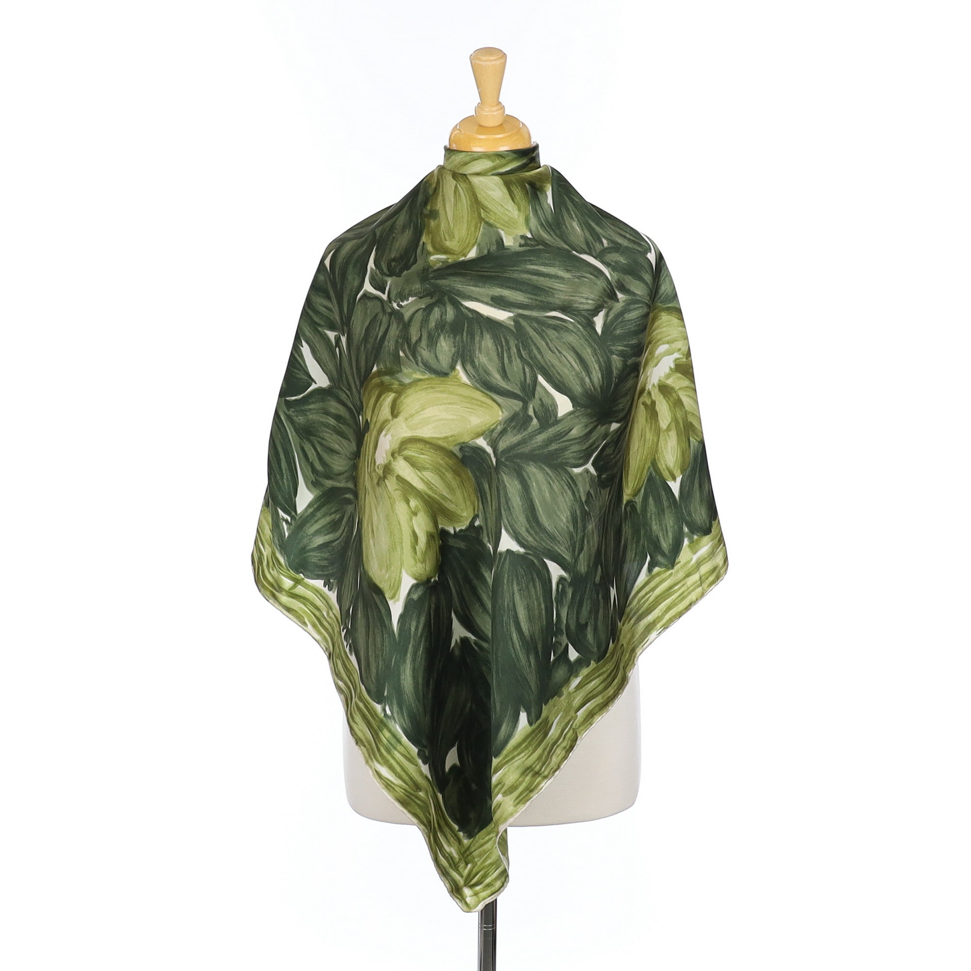 Green Botanical Vintage Silk Scarf