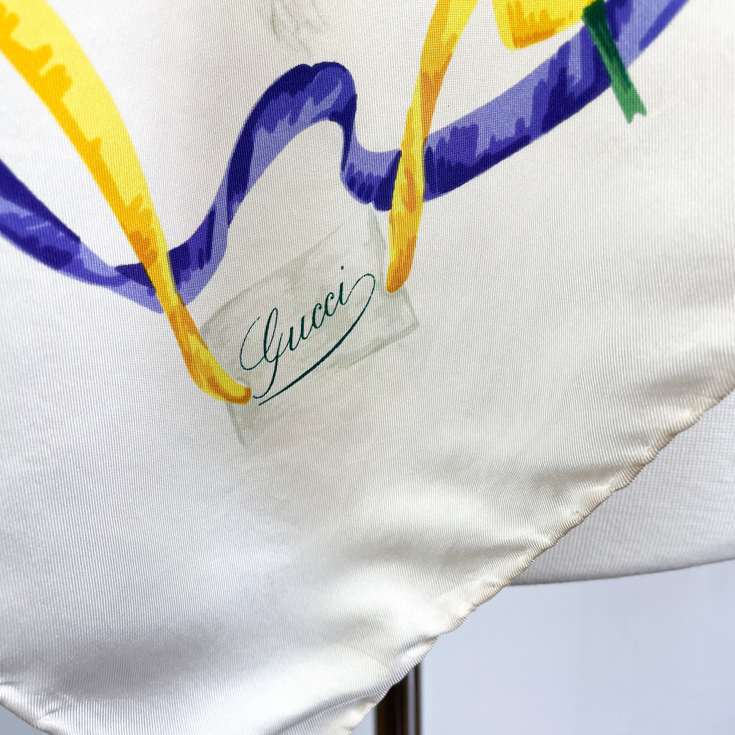 Gucci Floral Vintage Designer Silk Scarf