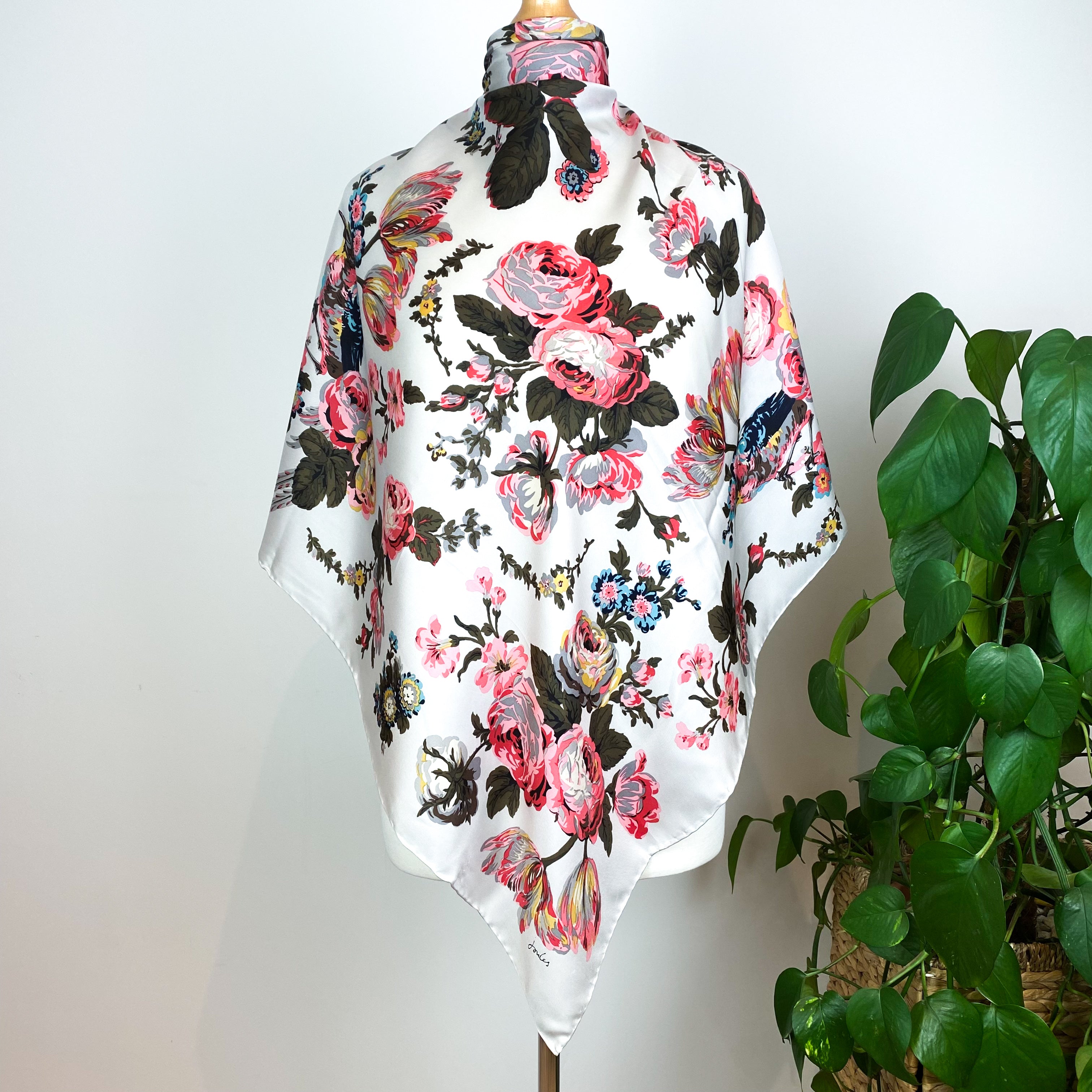 Joules Floral Silk Scarf