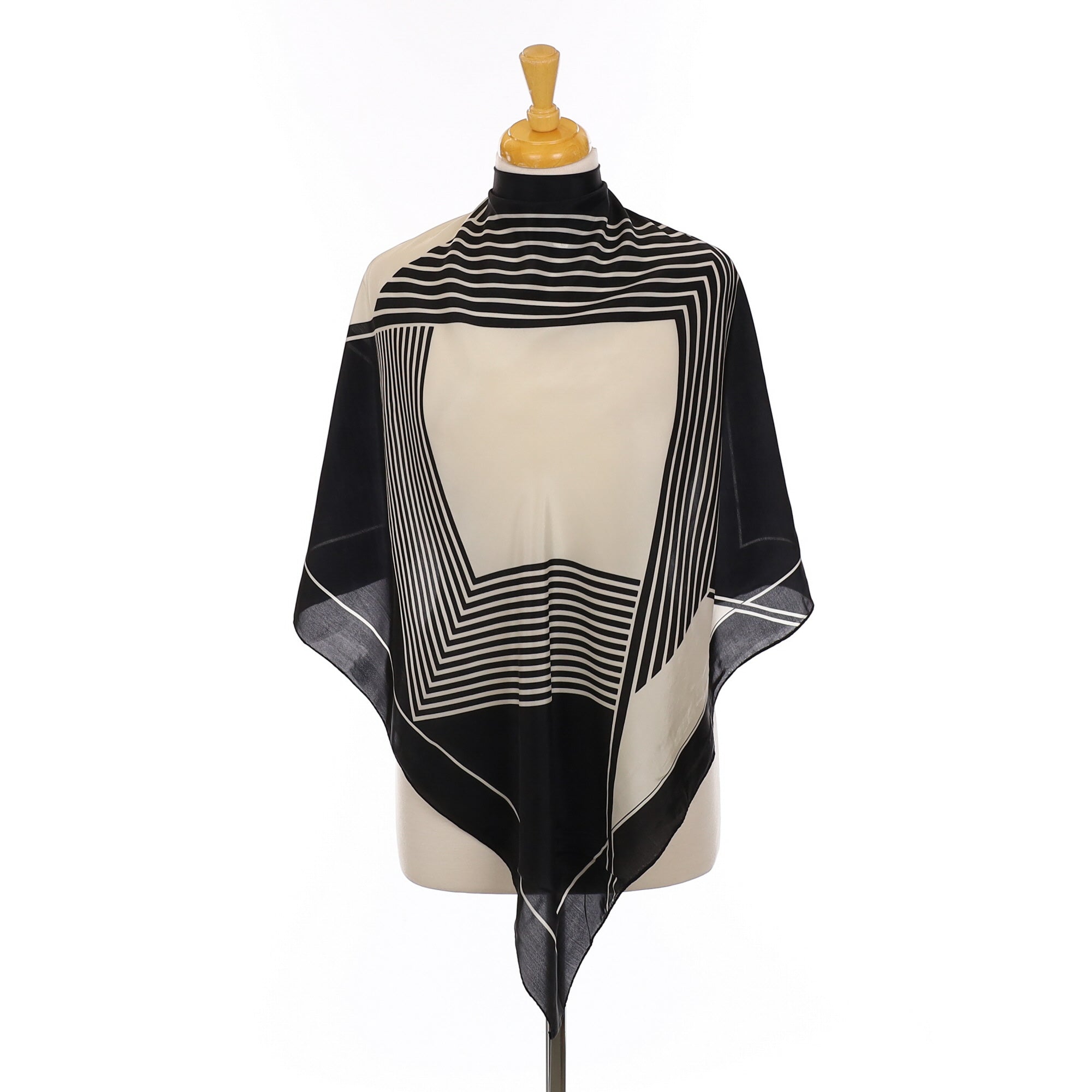 French Monochrome Vintage Silk Scarf