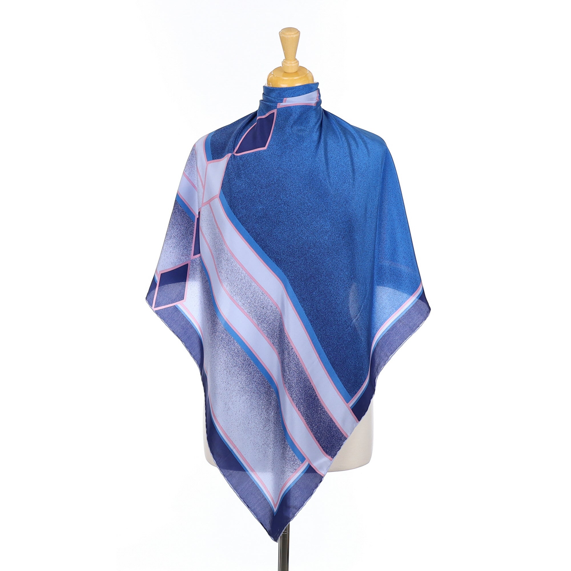 70’s Blue Stripe Vintage Silk Scarf