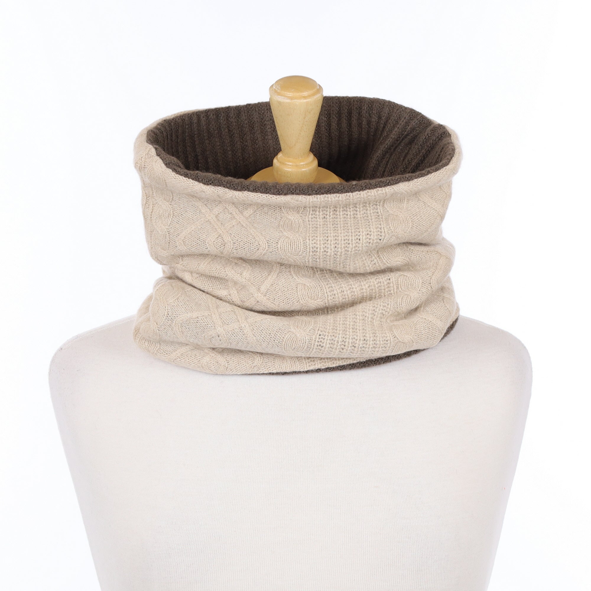 Junky Textured Oatmeal and Khaki Luxury Double Layered Snood
