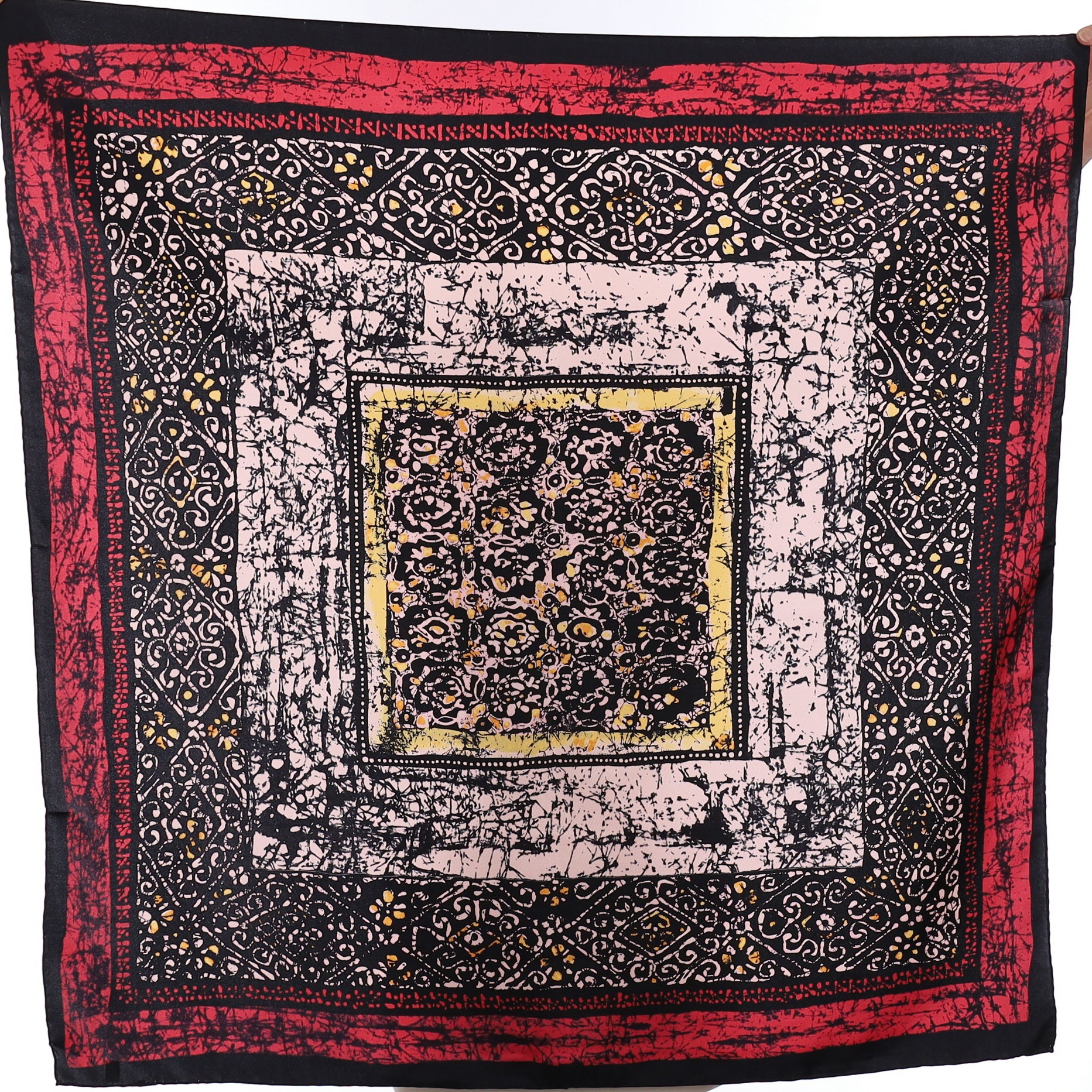 Brand New Abstract Black and Pink Silk Scarf