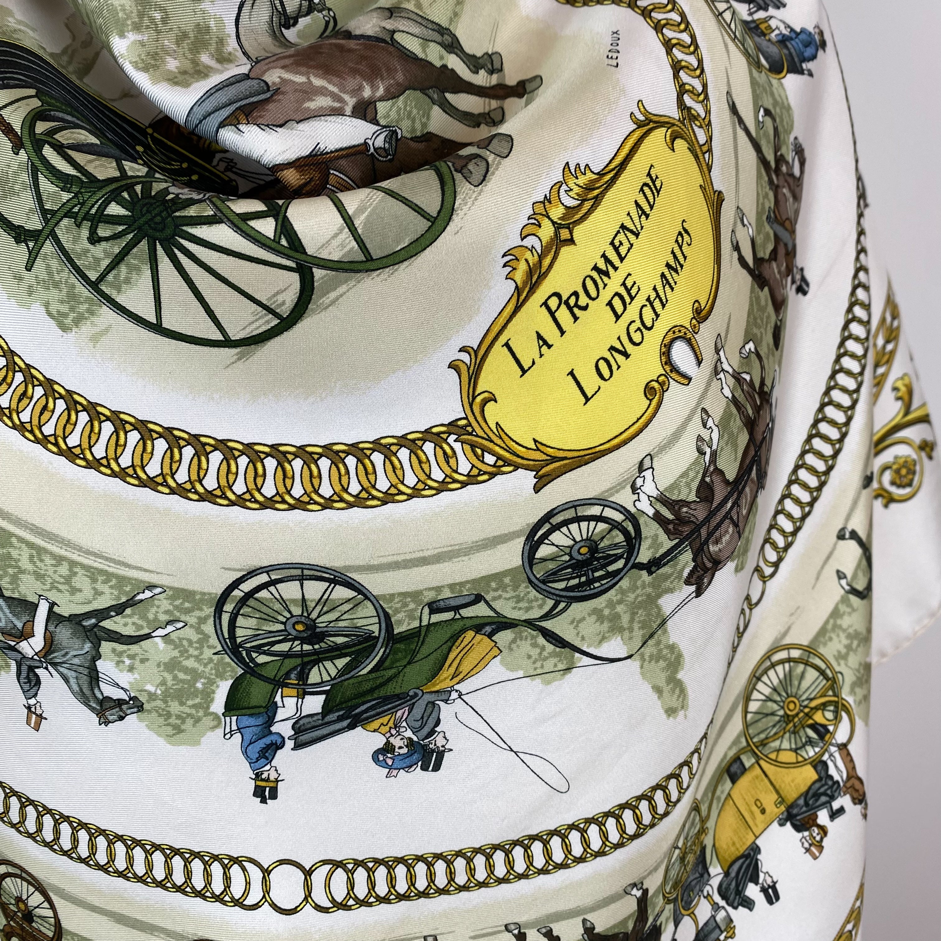 Boxed Hermes La Promenade De Longchamps Silk Scarf
