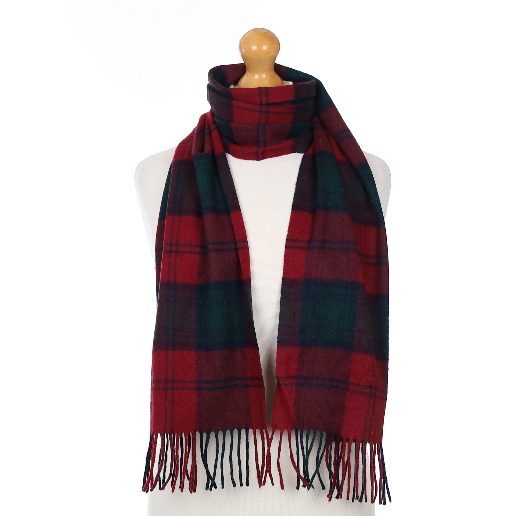 Red and Green Plaid Cashmere Woven Scarf