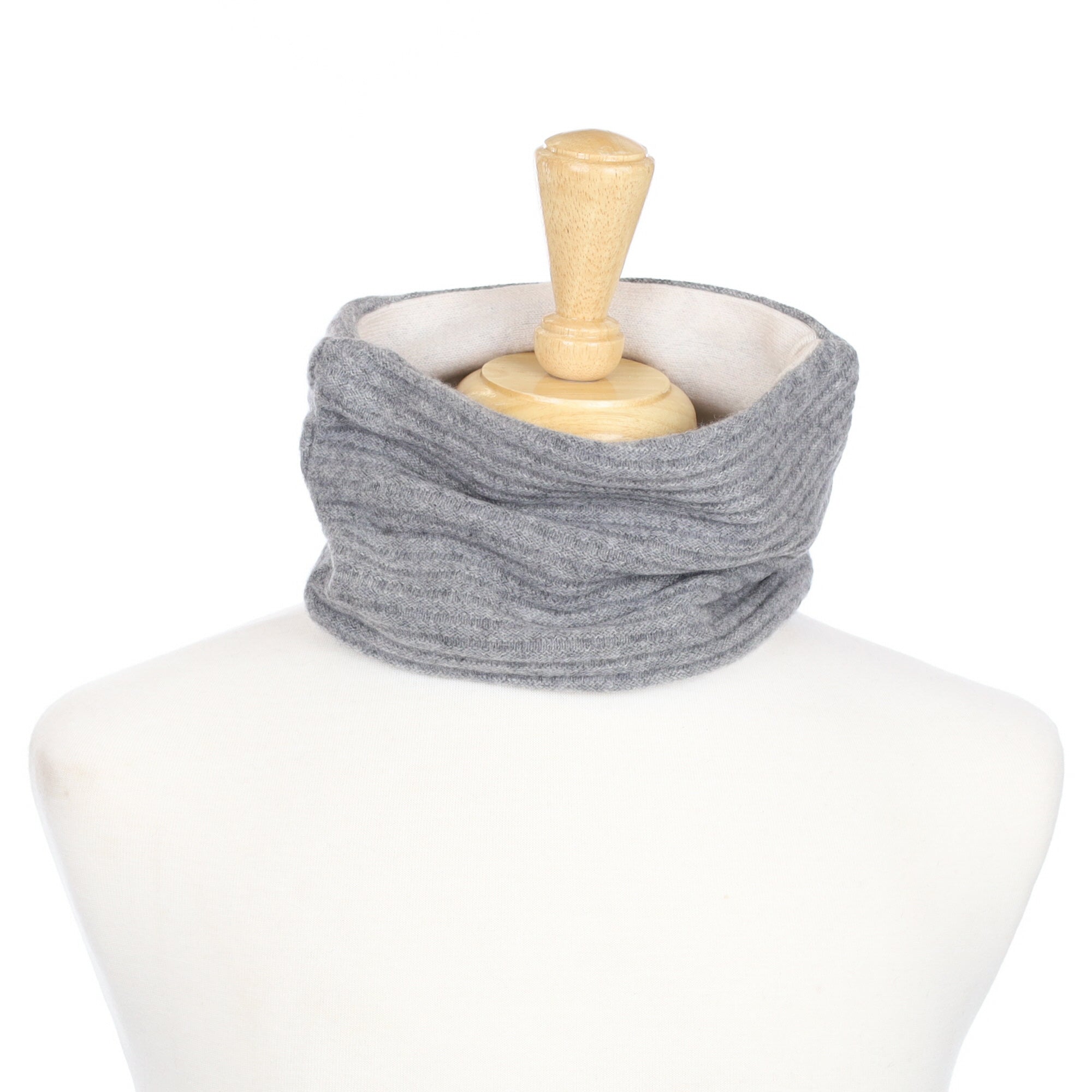 Ash Grey Rib and Ivory Neck Warmer