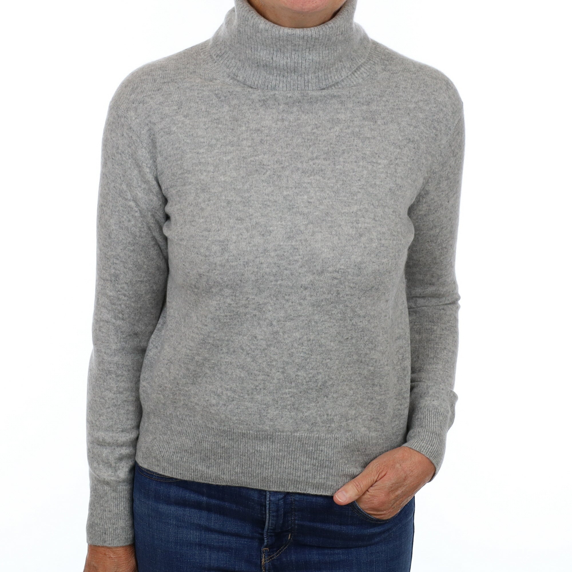 Smoke Grey Cashmere Cowl Neck Jumper Medium