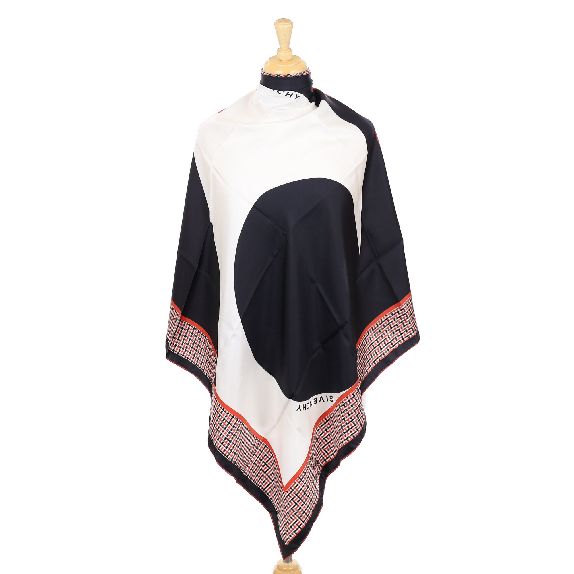Givenchy Black, White and Orange Silk Scarf