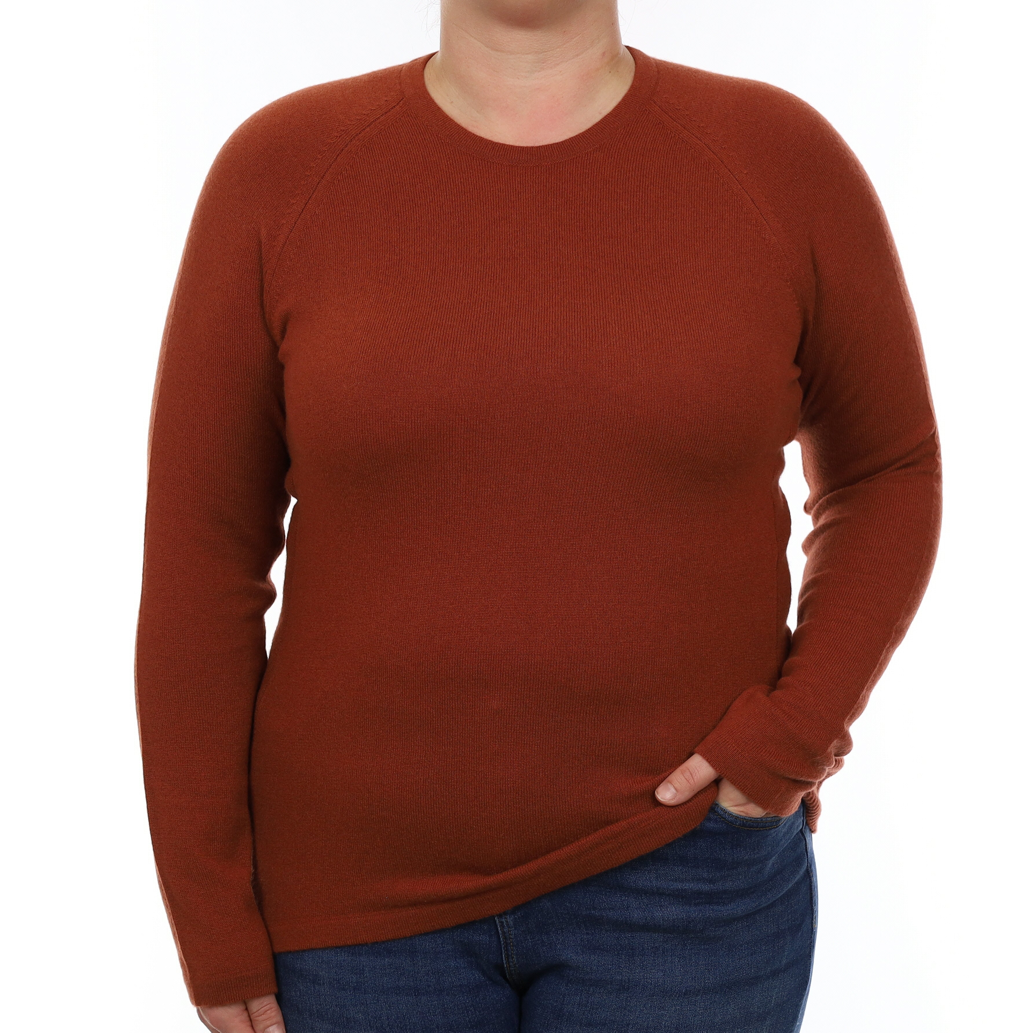 Brand New Scottish Rust Cashmere Crew Neck Jumper Large