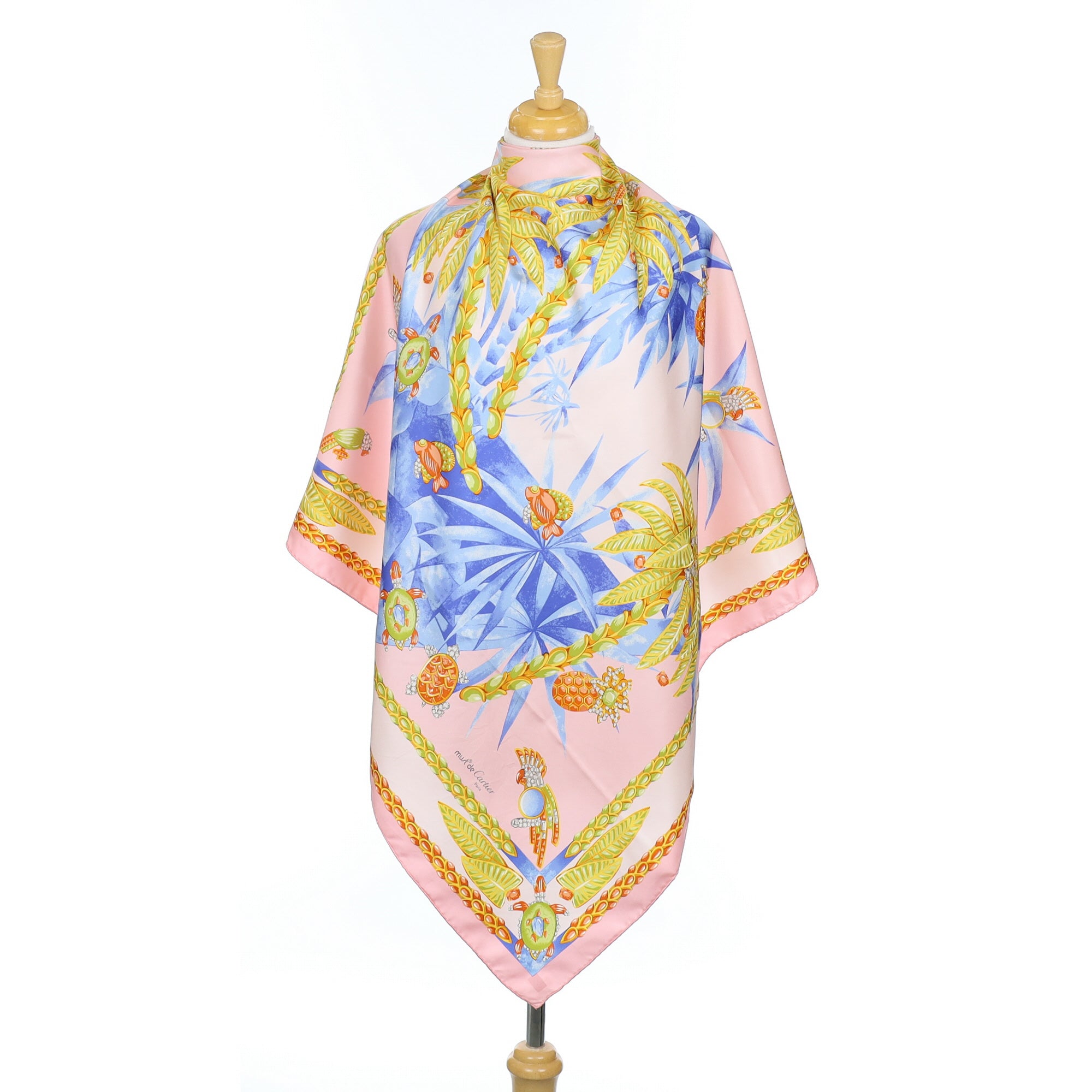 Cartier Pink Palm Tree Silk Scarf