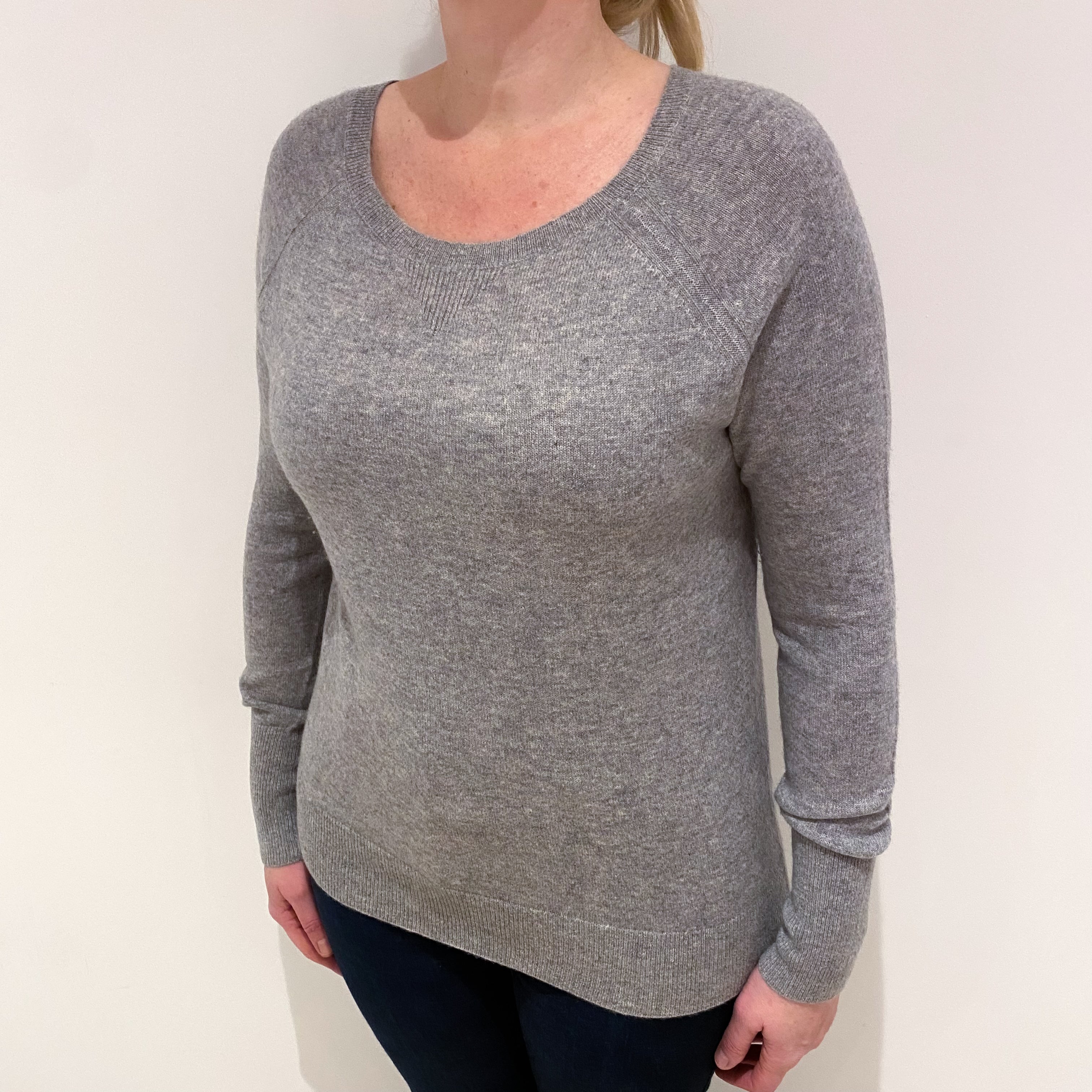 Stone Grey Cashmere Crew Neck Jumper Large