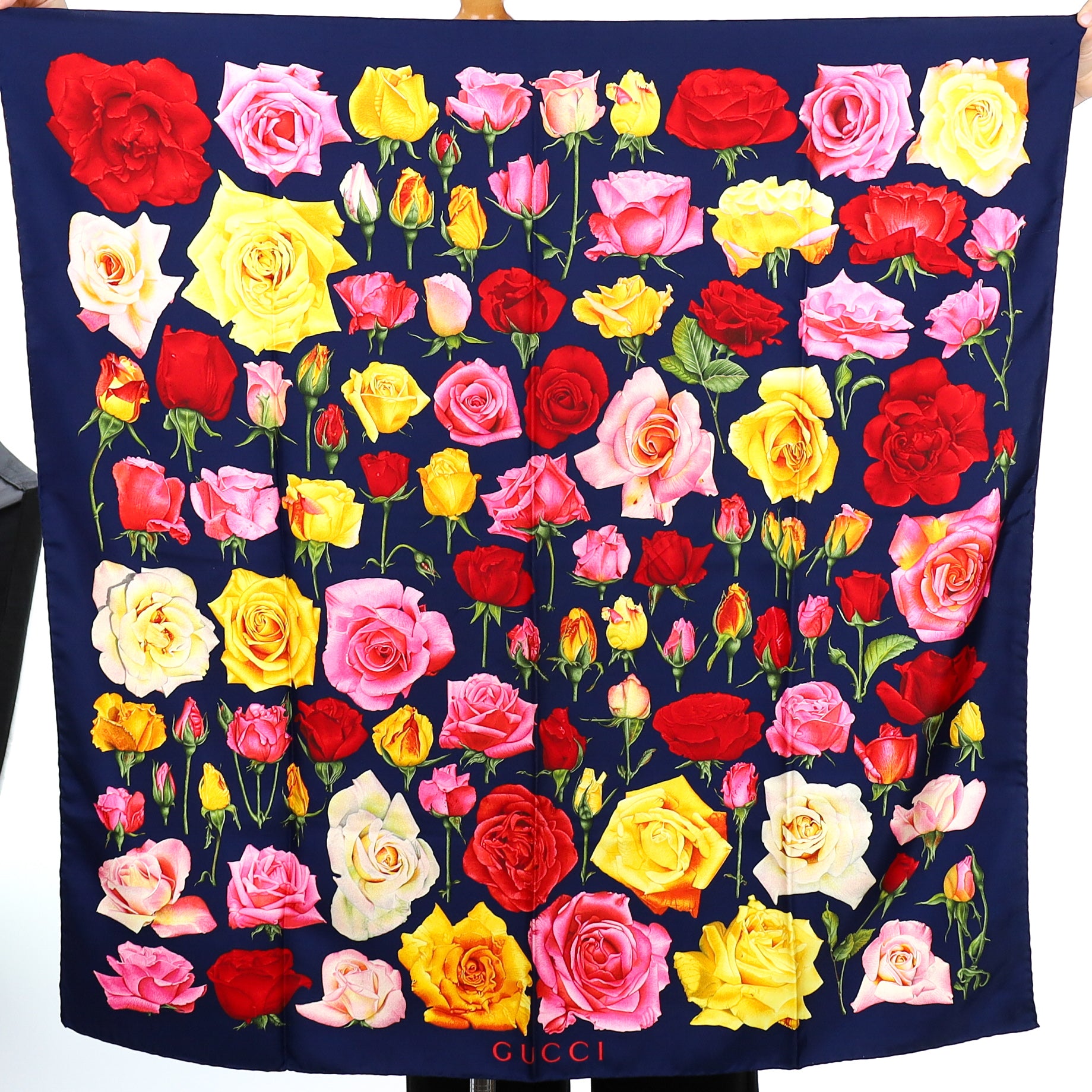 Gucci Coloured Rose Silk Scarf