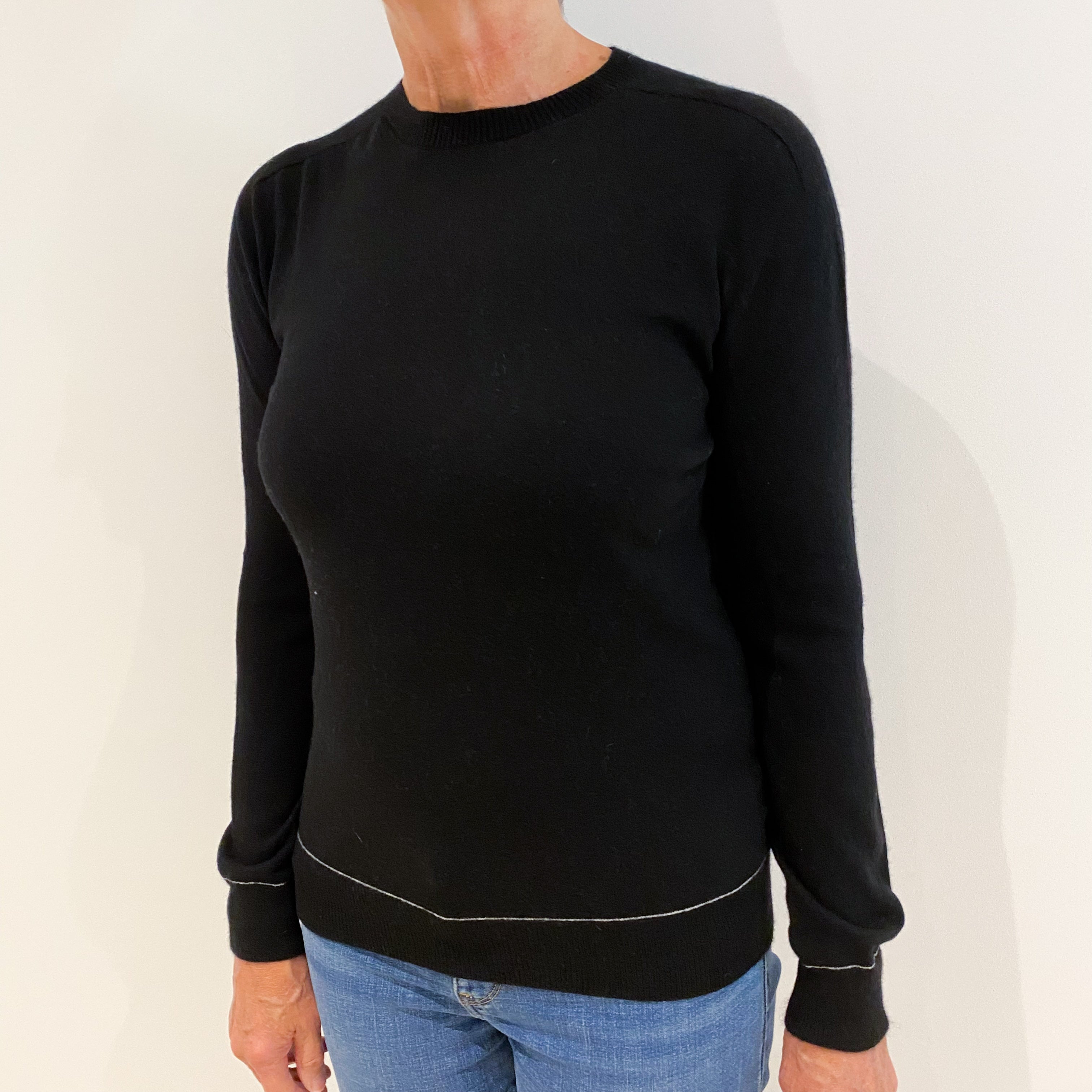 Black Cashmere Crew Neck Jumper Medium