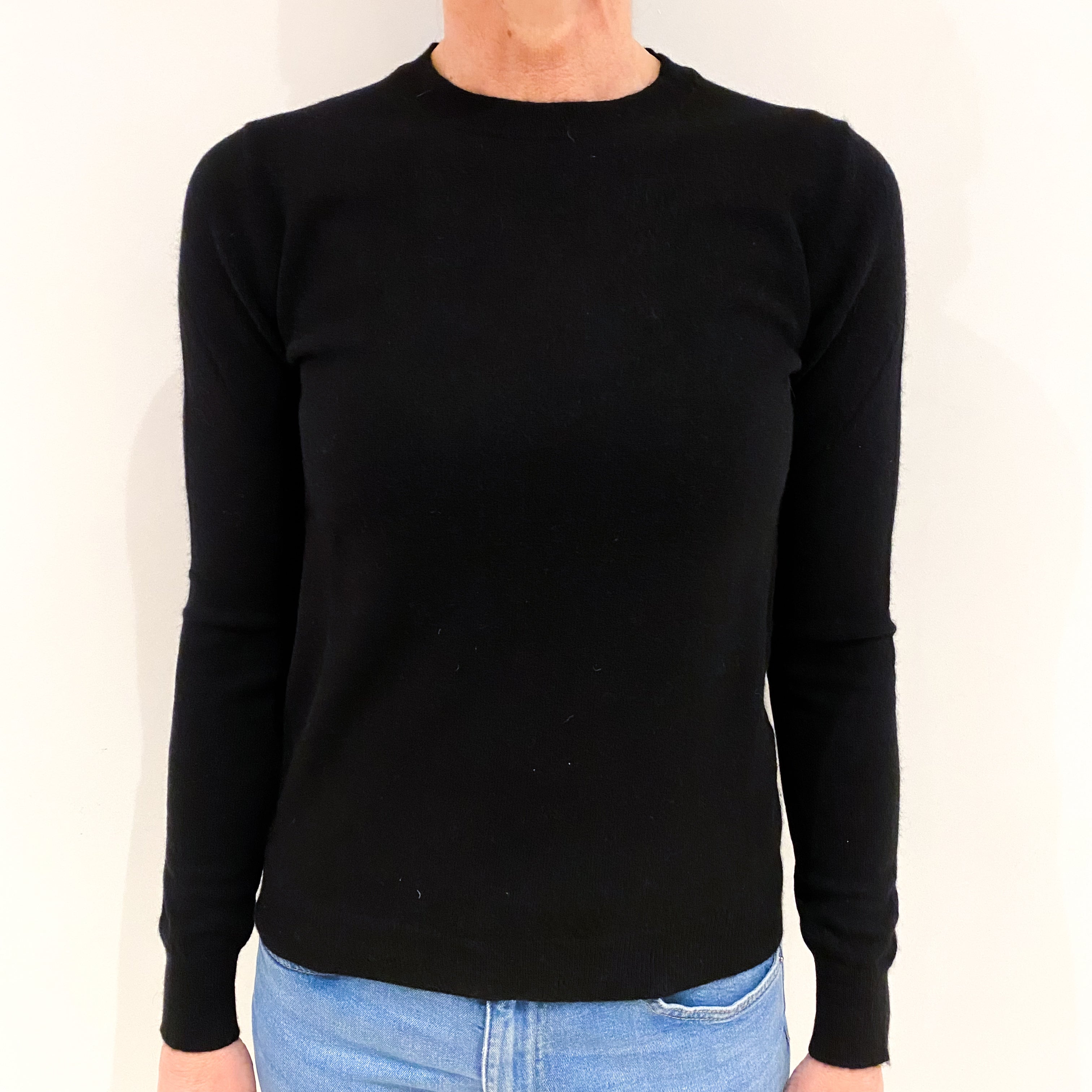 Black Cashmere Crew Neck Jumper Small