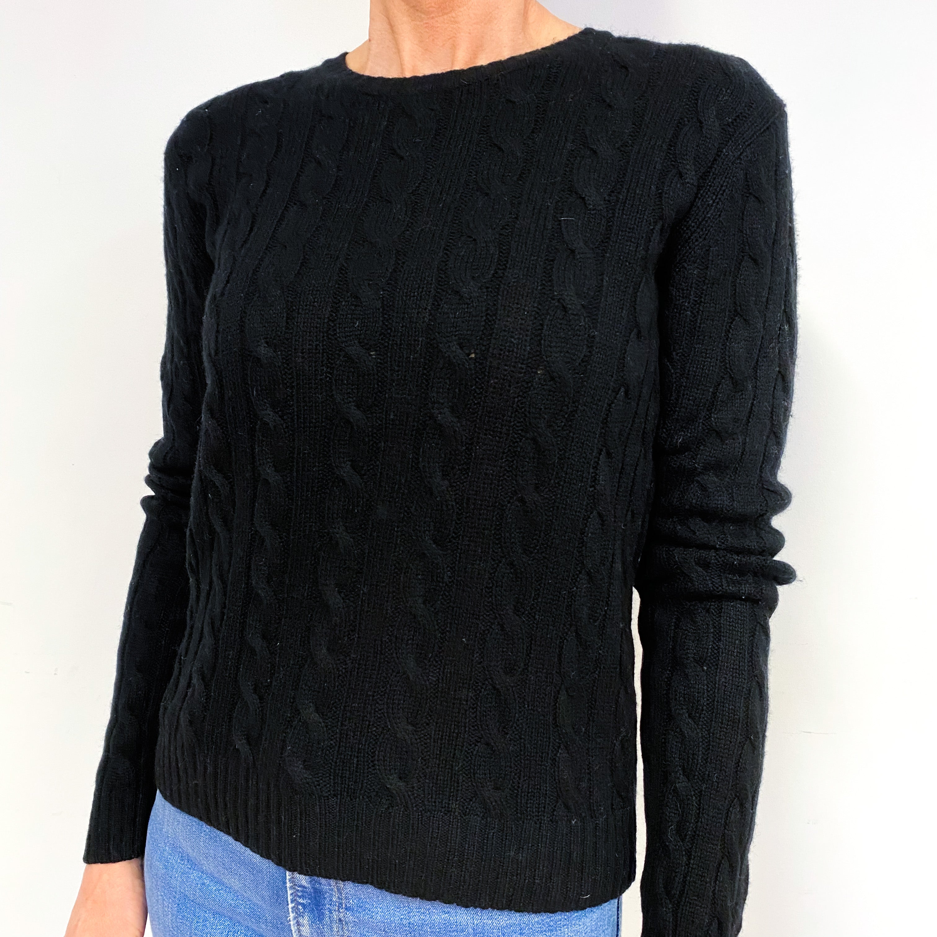 Black Cashmere Crew Neck Jumper Medium