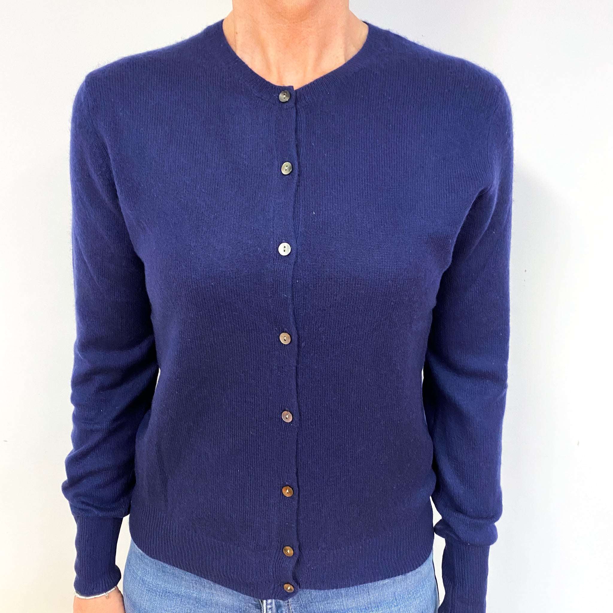 Chunky Stripe Cashmere Blend Cardigan in Blue