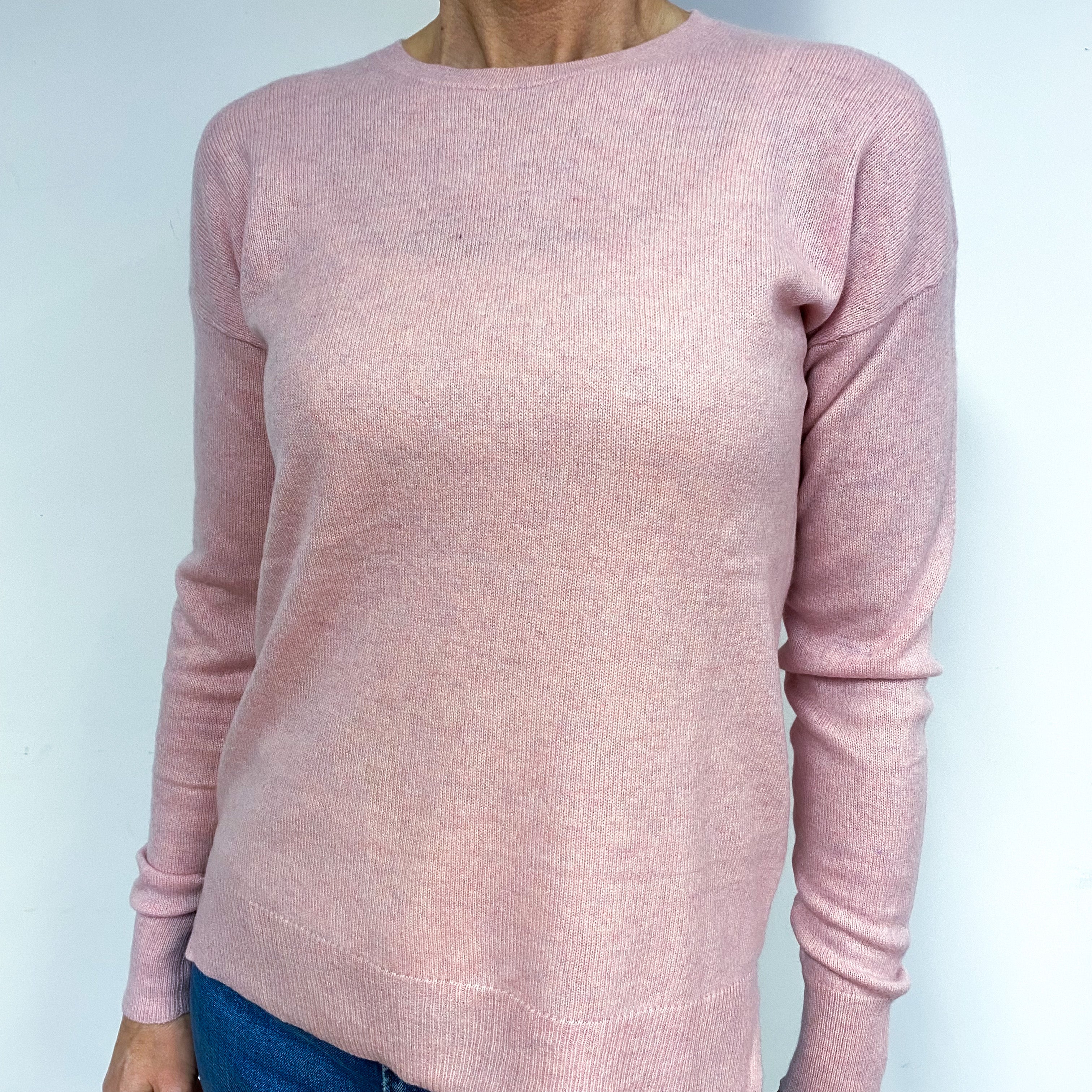 Carnation Pink Cashmere Crew Neck Jumper Medium
