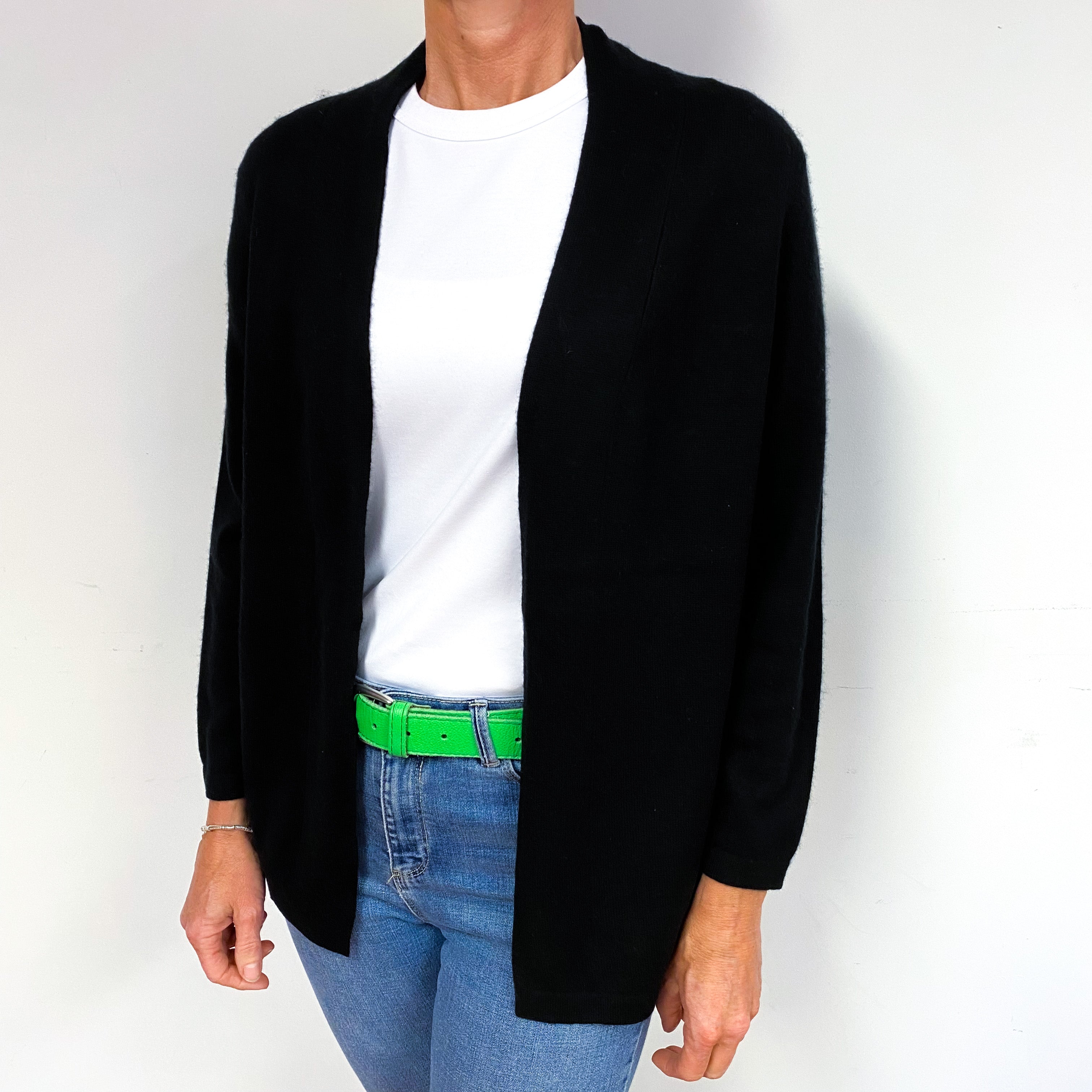 Black Cashmere Edge to Edge Cardigan Medium
