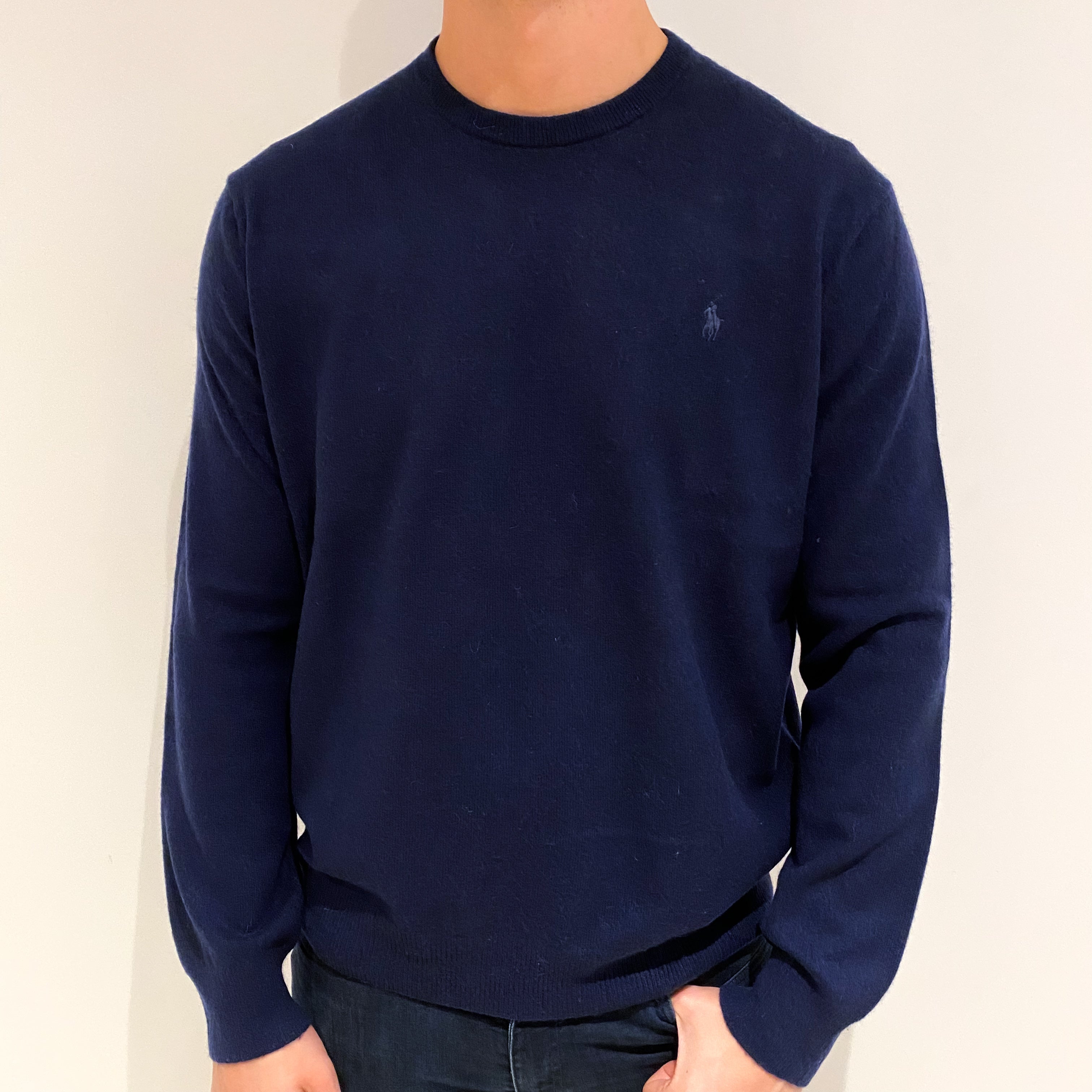 Men's Ralph Lauren Navy Cashmere Crew Neck Jumper XL