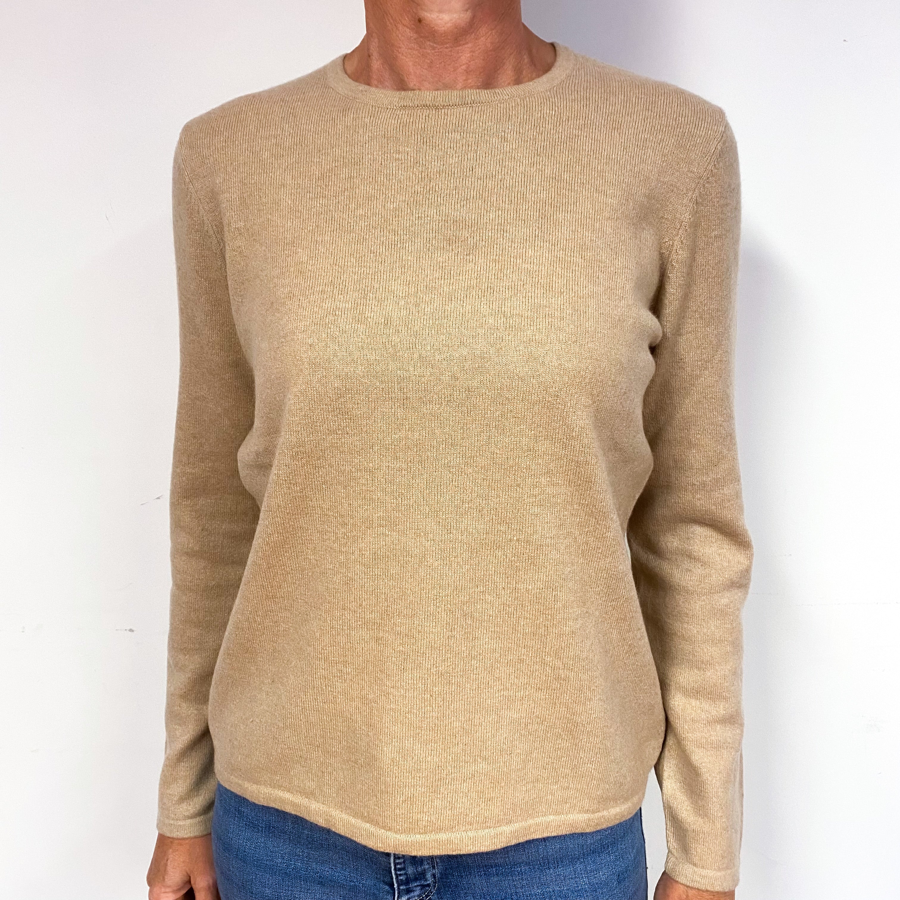 Fudge Brown Cashmere Crew Neck Jumper Medium