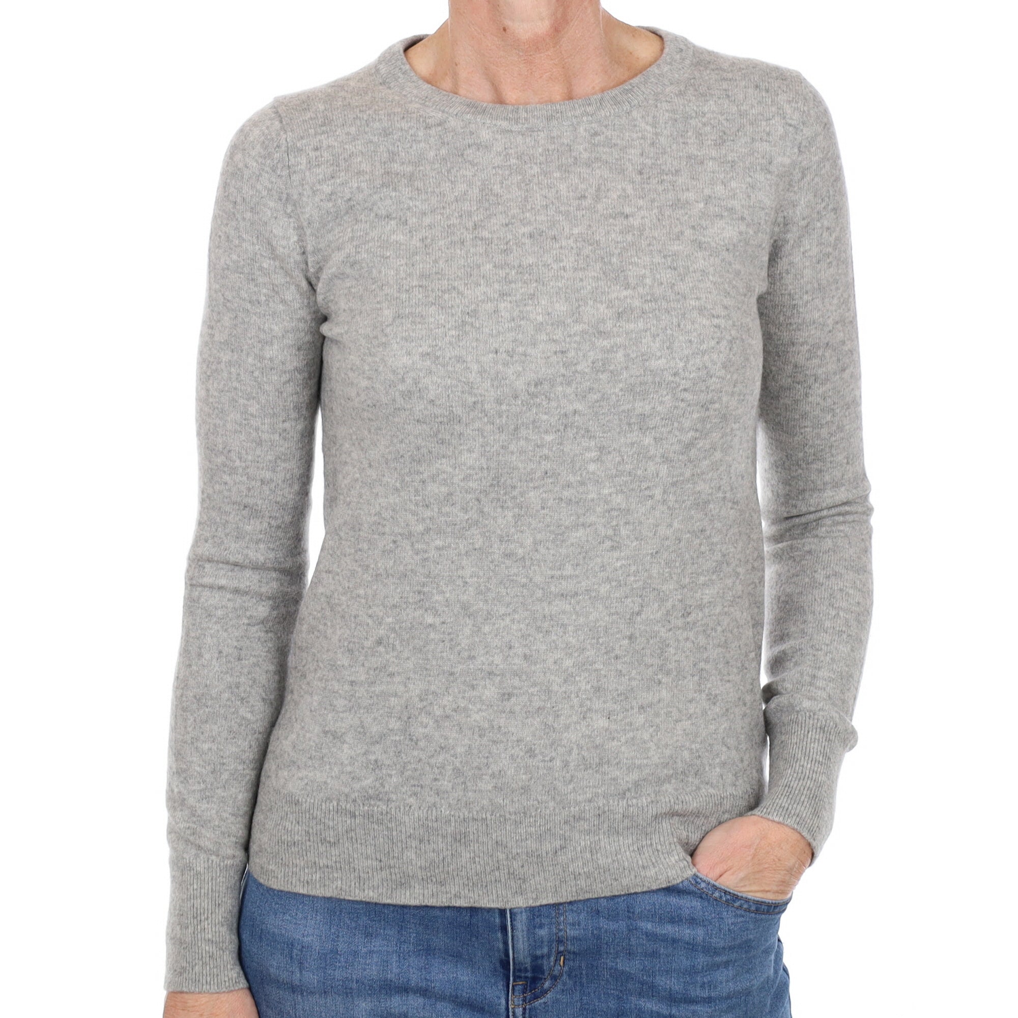 Smoke Grey Cashmere Crew Neck Jumper Small