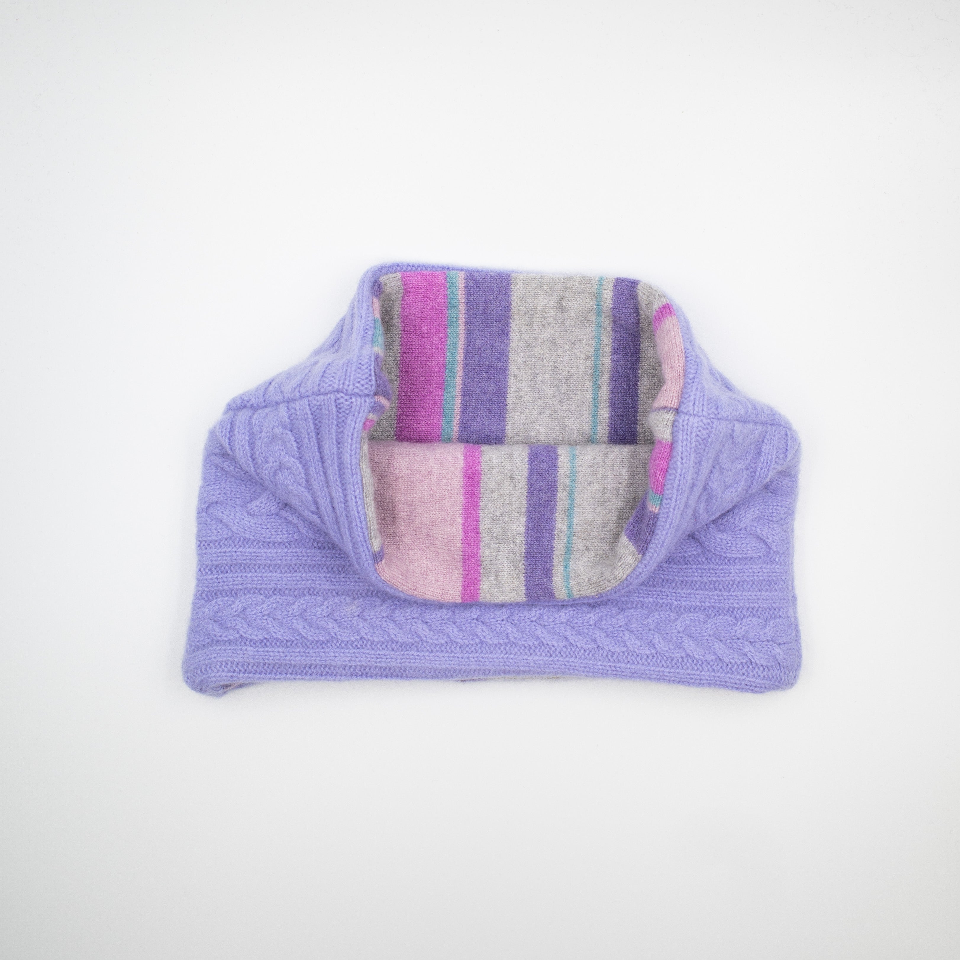 Lavender Purple and Grey Stripe Neck Warmer