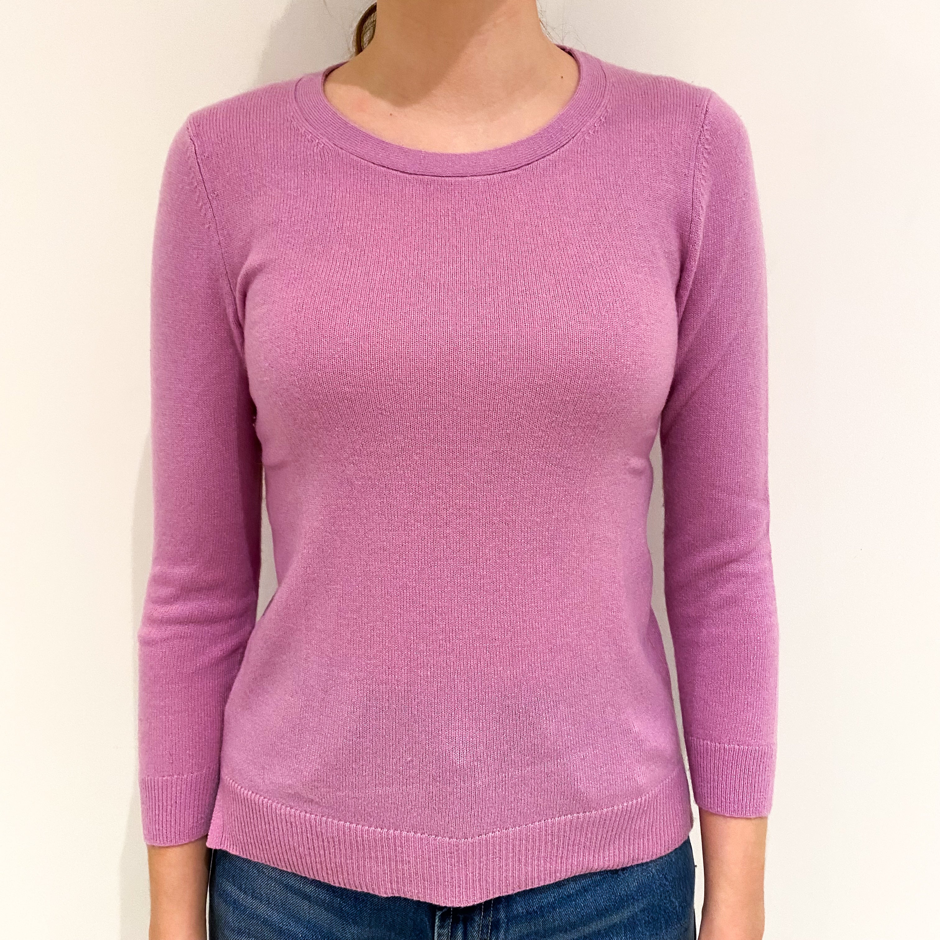 Mauve Pink Cashmere Crew Neck Jumper Extra Small