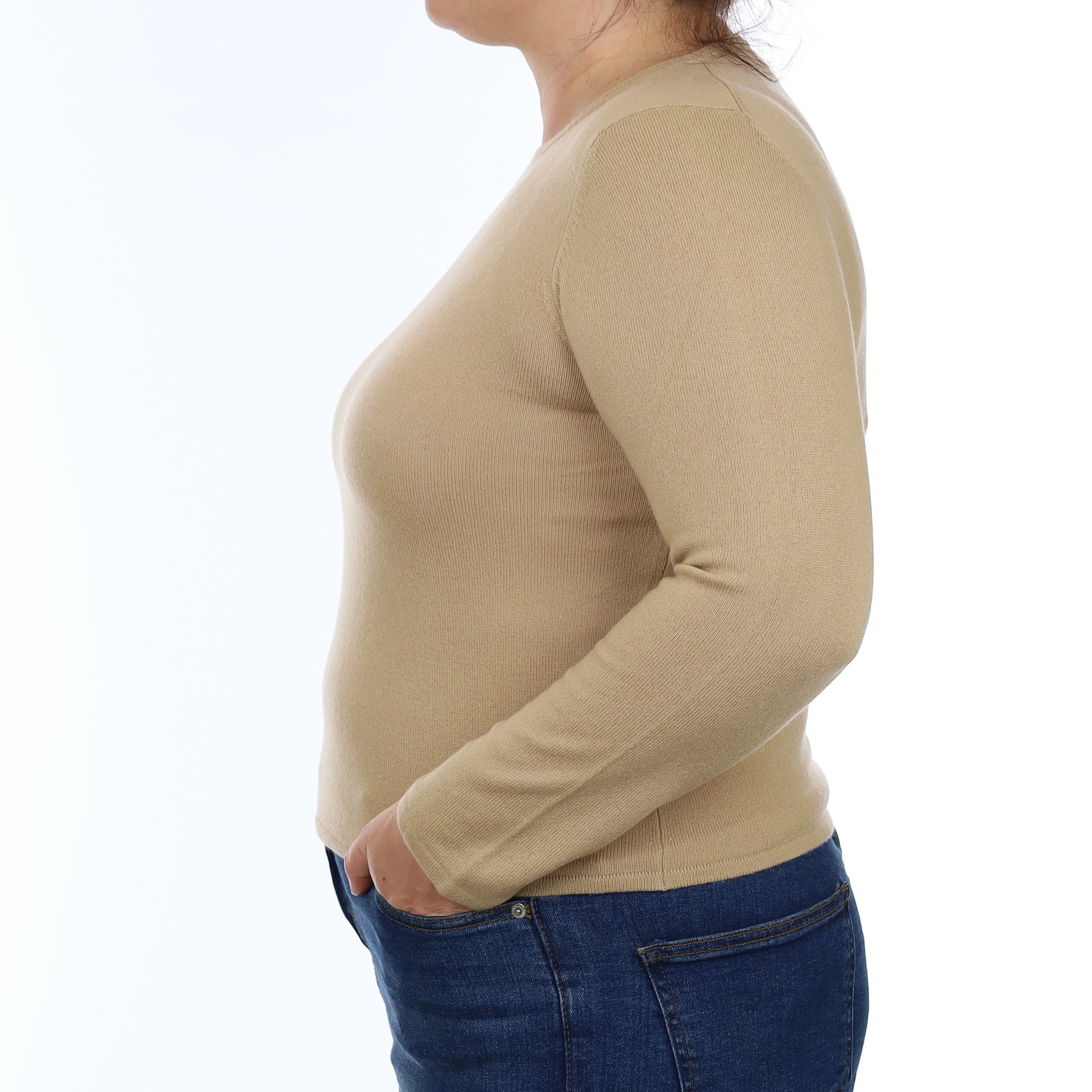 Caramel Brown Cashmere Crew Neck Jumper Large