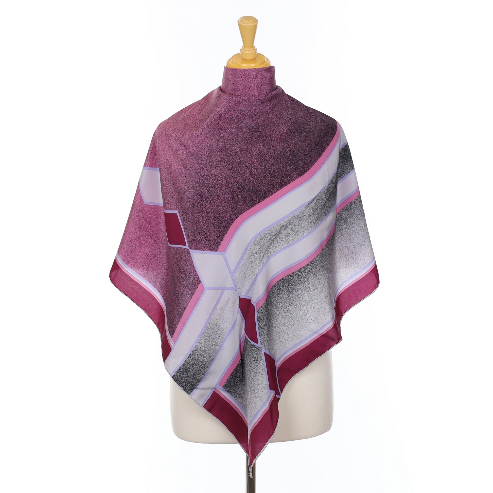 Pink and Grey Vintage Silk Scarf