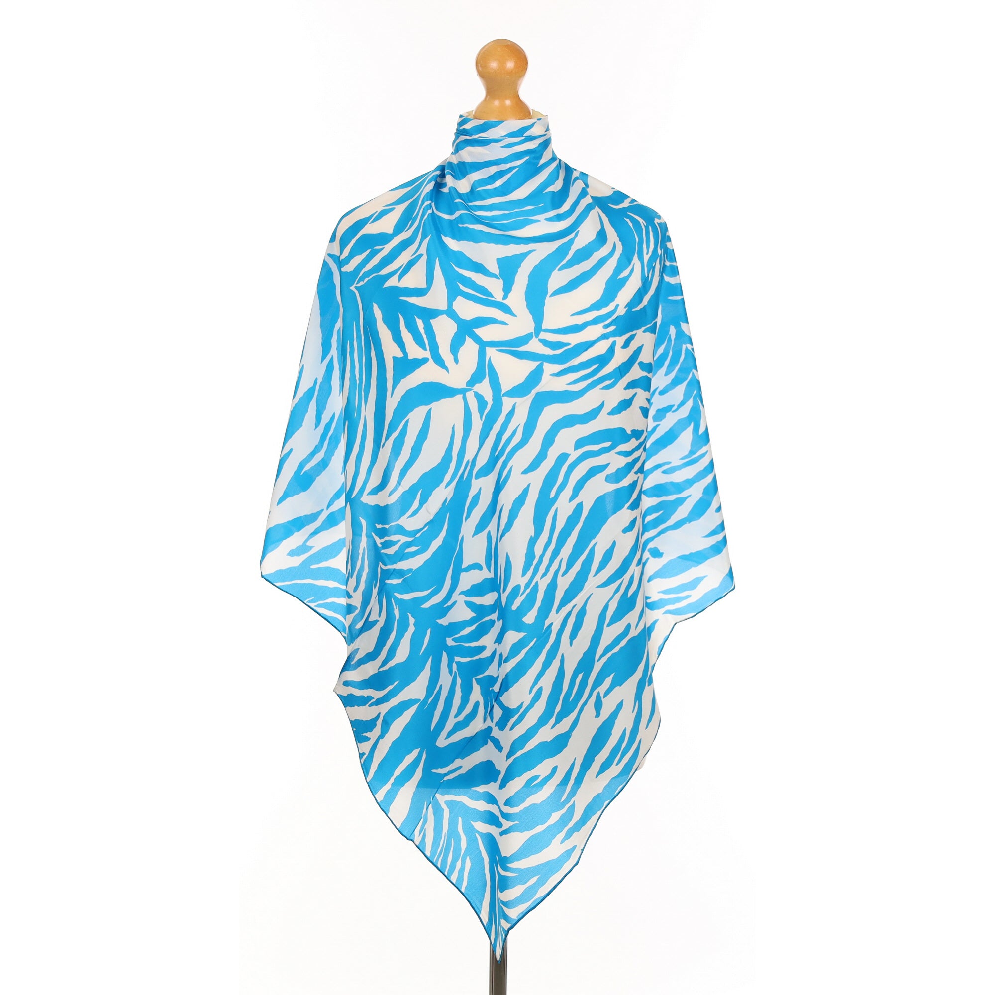 Turquoise Zebra Print Silk Scarf