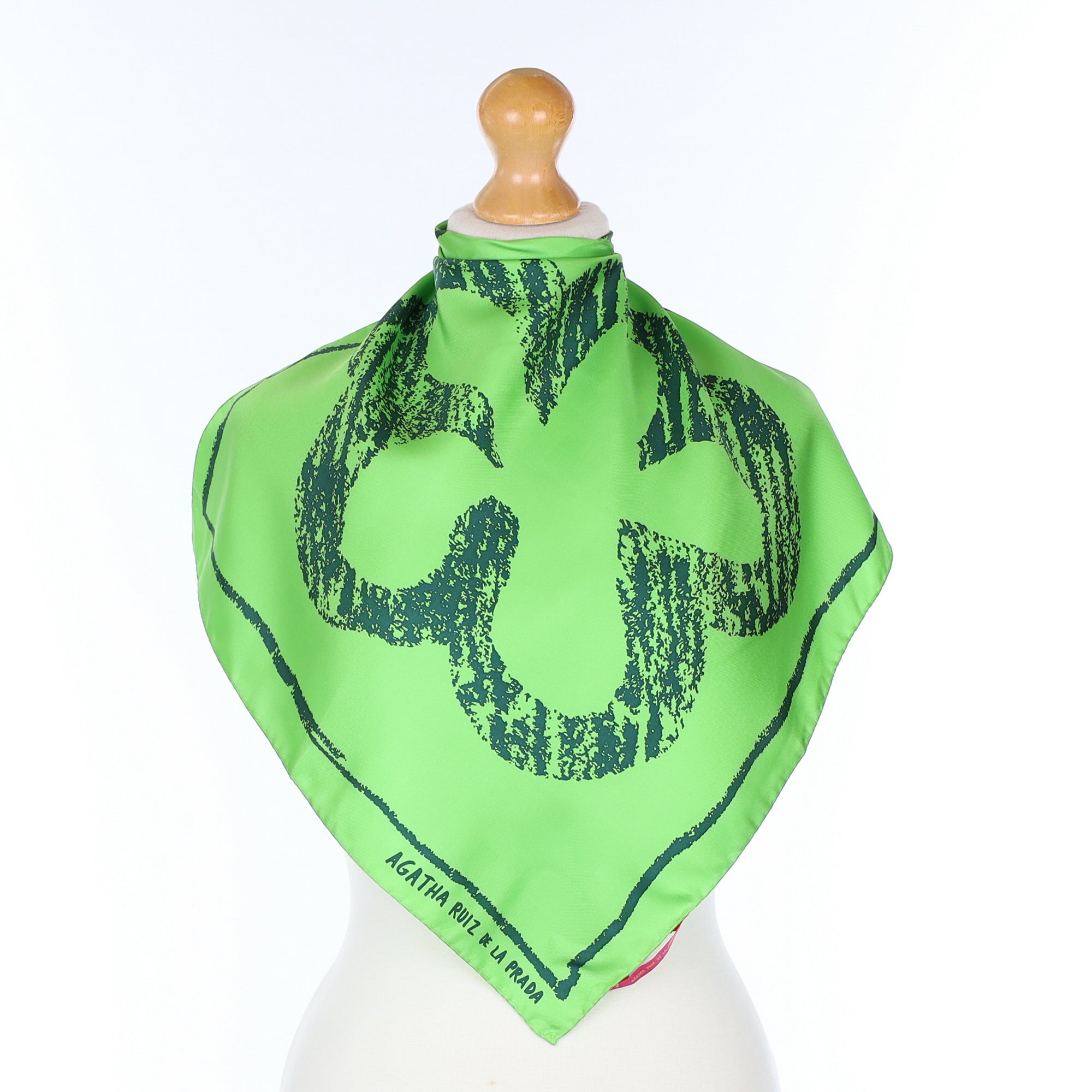 Agatha Ruiz De La Prada Green Flower Silk Scarf